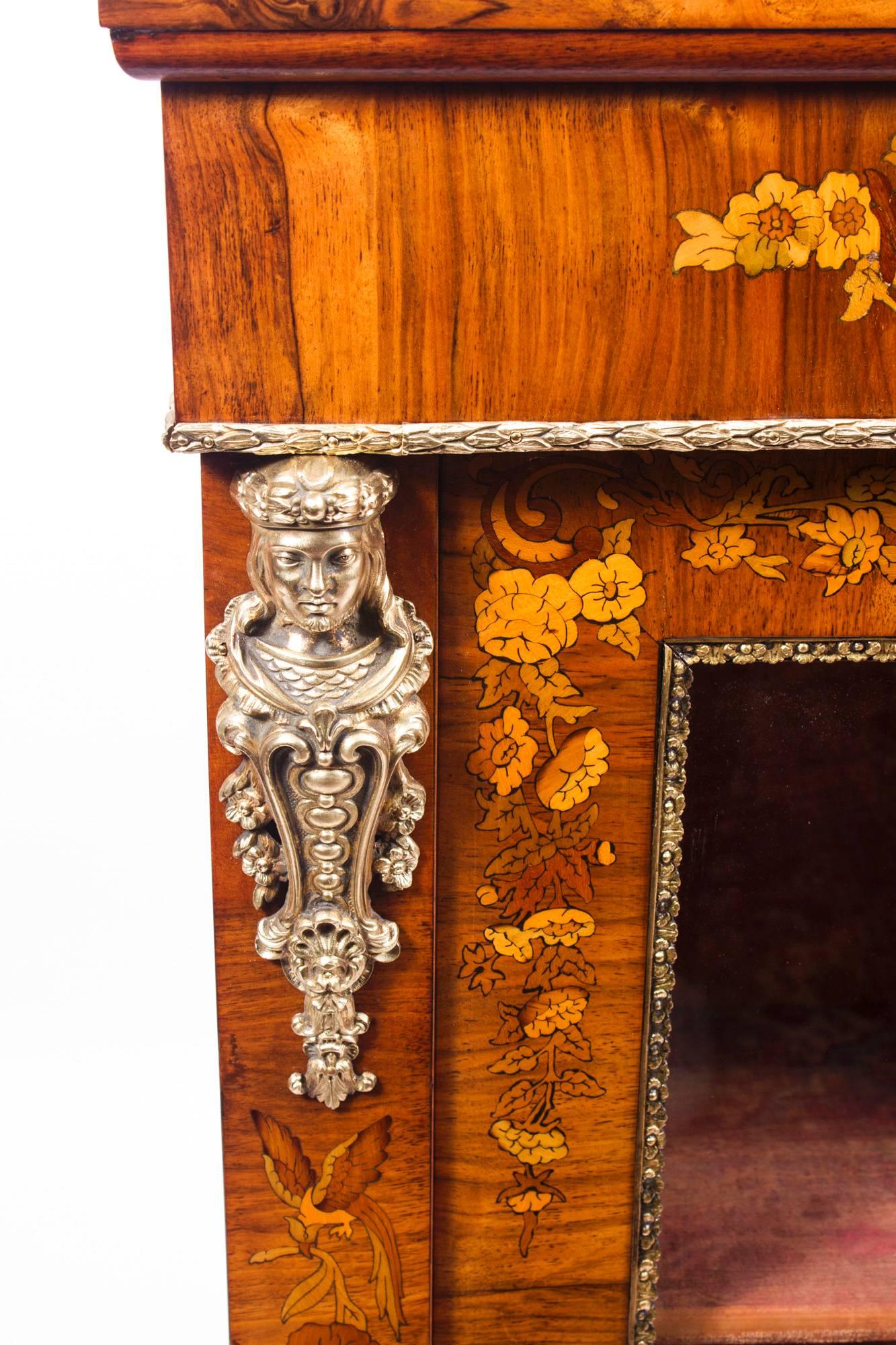 19th Century Pair of Burr Walnut Marquetry Pier Cabinets In Excellent Condition In London, GB