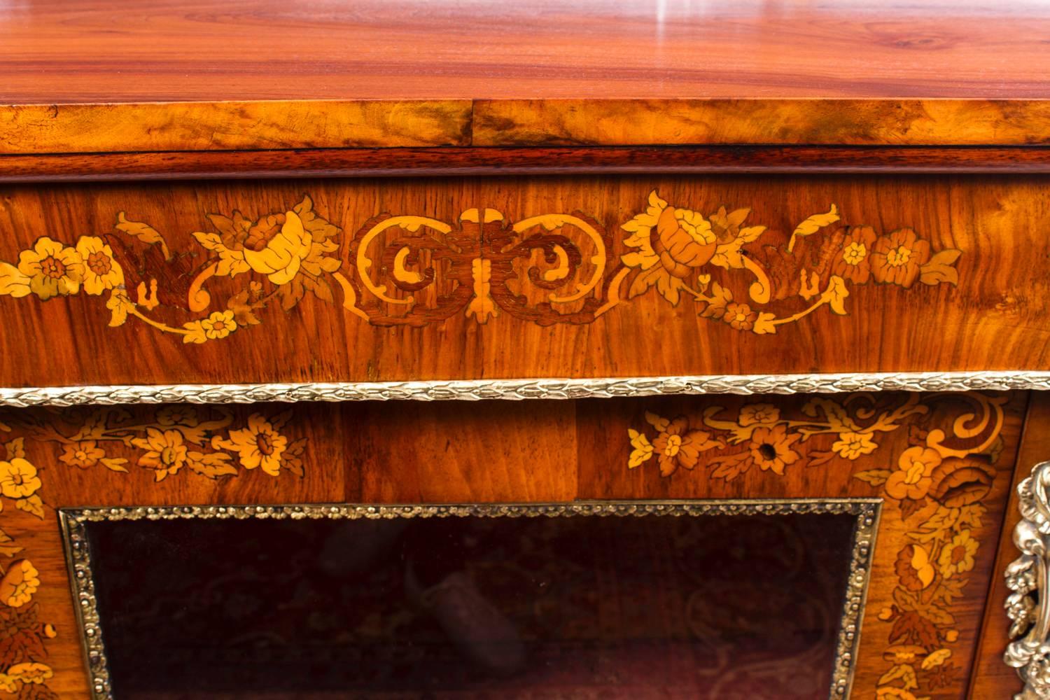 Late 19th Century 19th Century Pair of Burr Walnut Marquetry Pier Cabinets