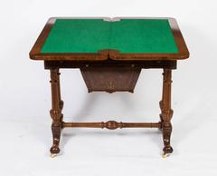 Antique Victorian Burr Walnut Card Games Table, circa 1870