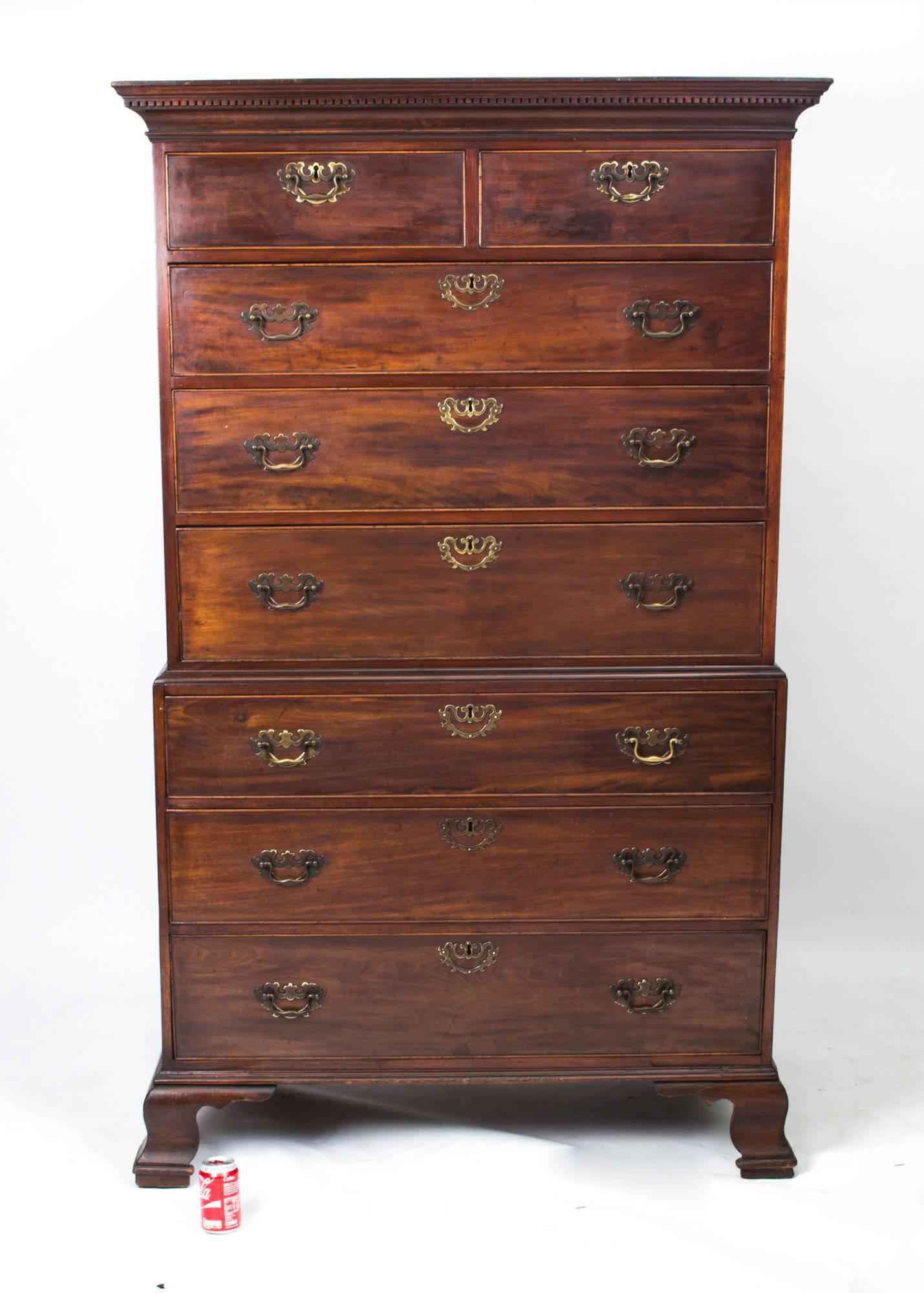 Antique George II Mahogany Chest on Chest 1