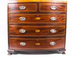 Antique Victorian Inlaid Mahogany Bow Front Chest, circa 1860
