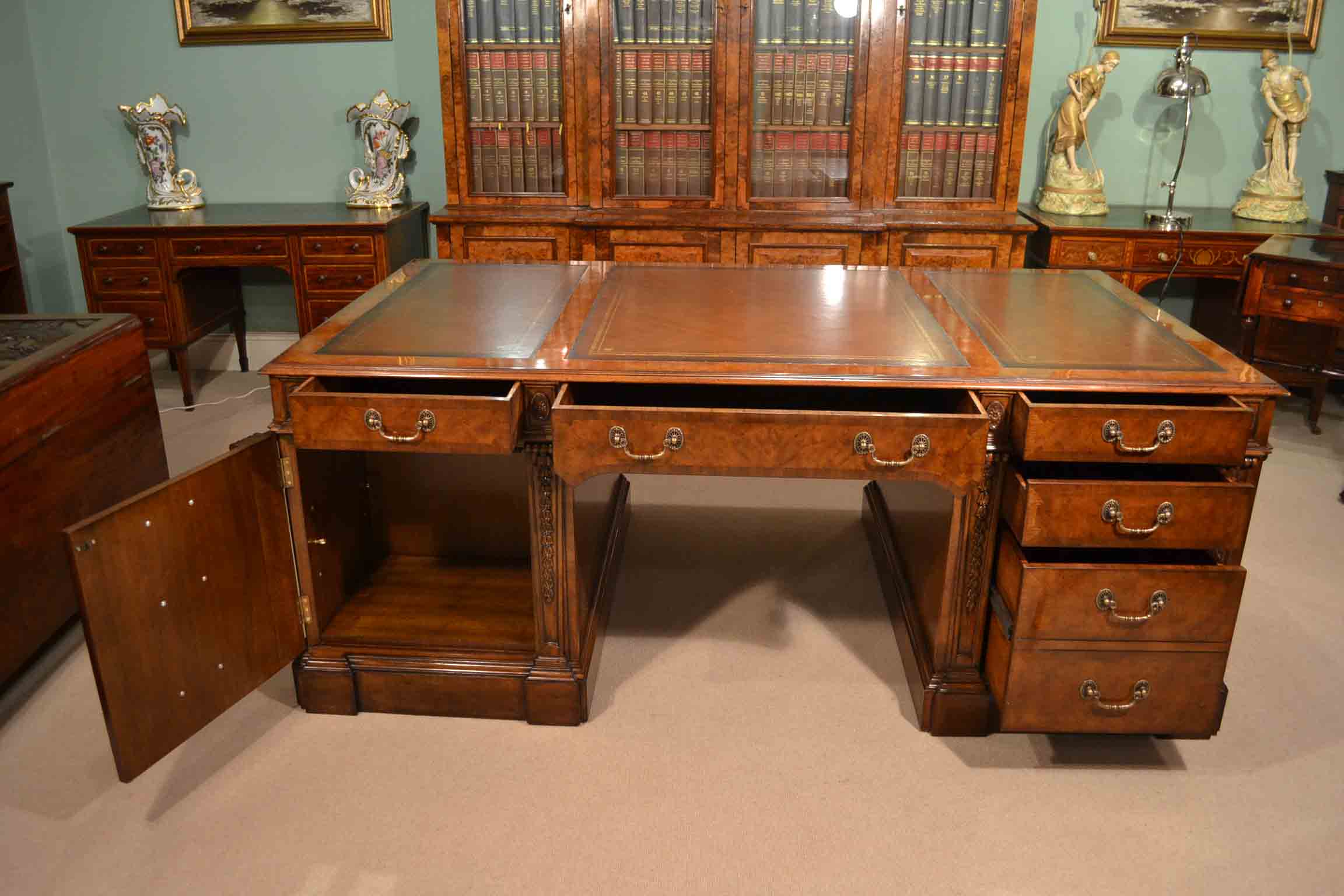 Victorian Office Desk Designs Burr Walnut Partners Pedestal Desk In Victorian Style For At