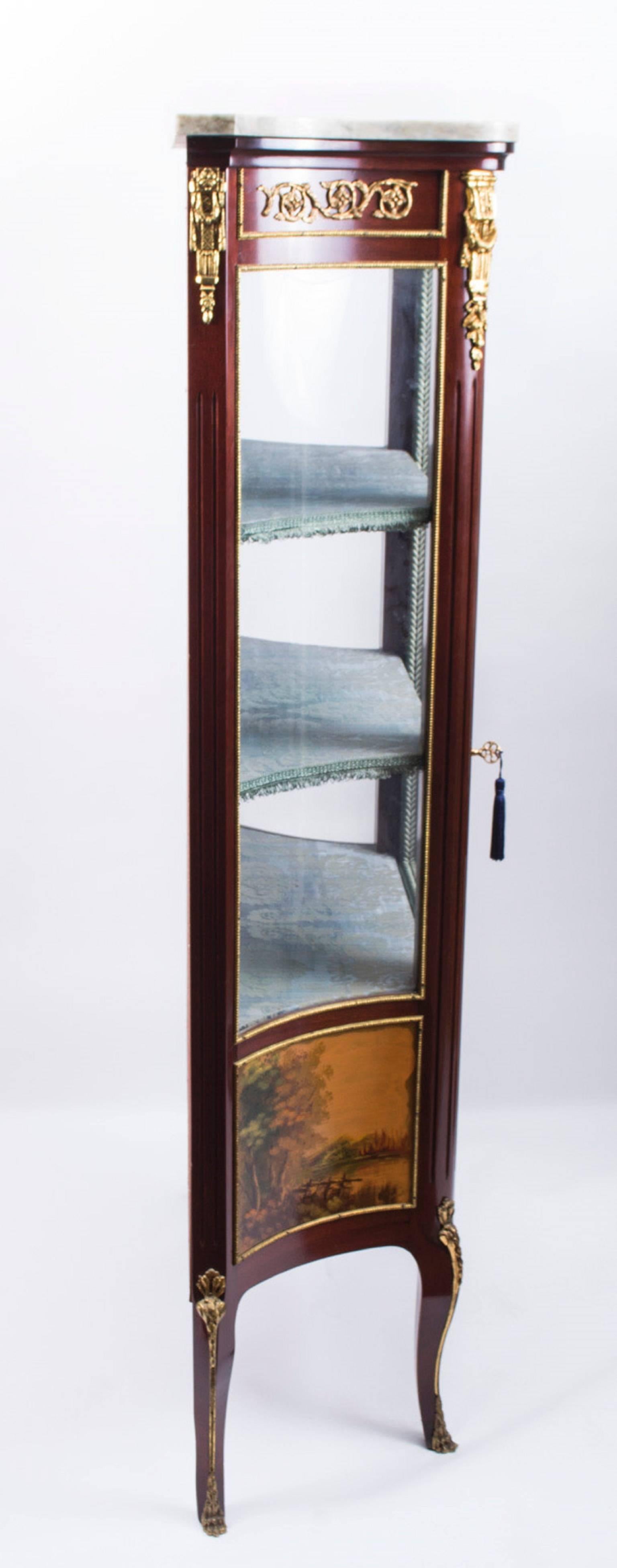 Glass 19th Century French Vernis Martin Vetrine Display Cabinet