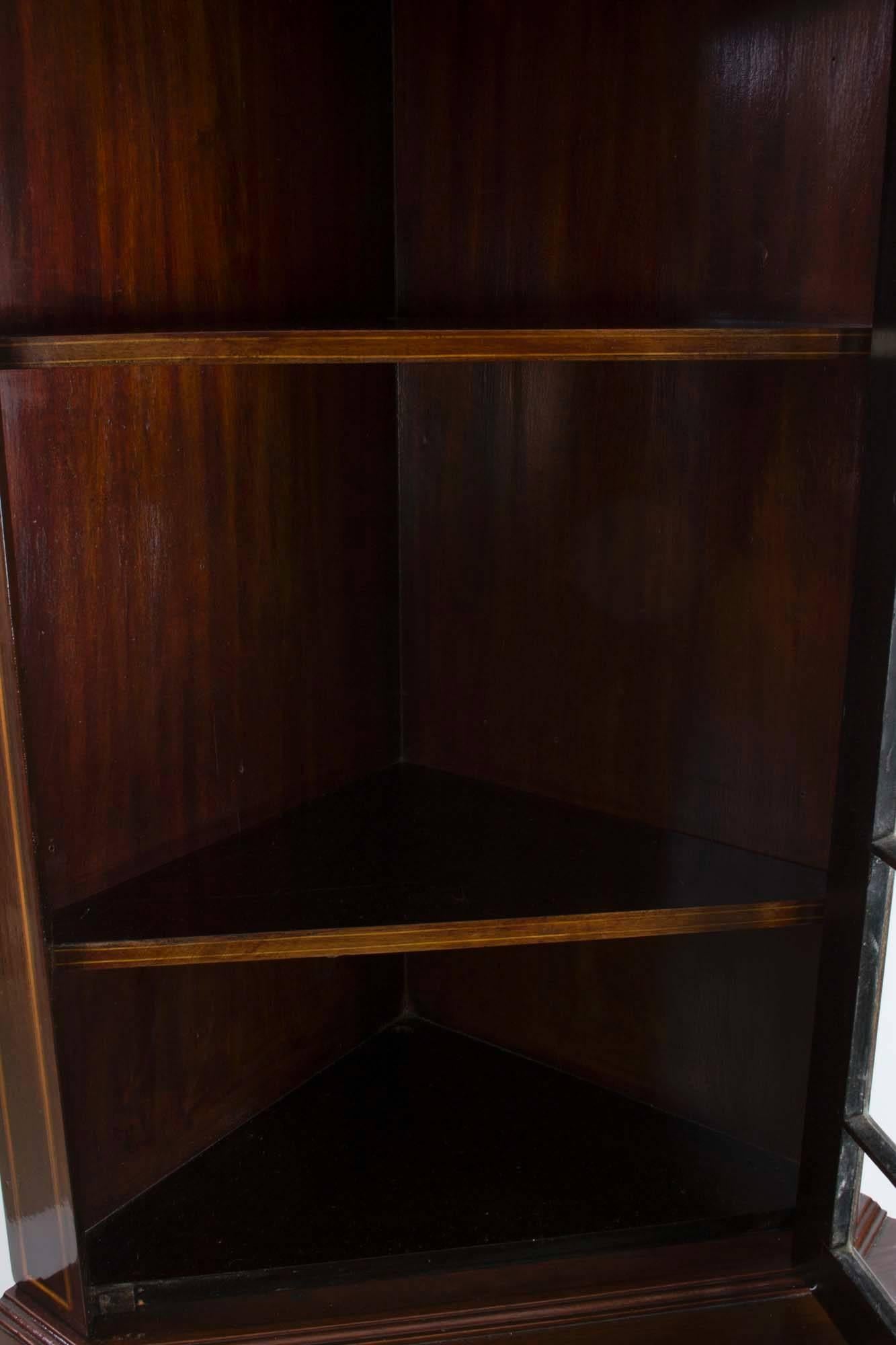British Antique Late Victorian Marquetry Corner Cabinet 19th C For Sale