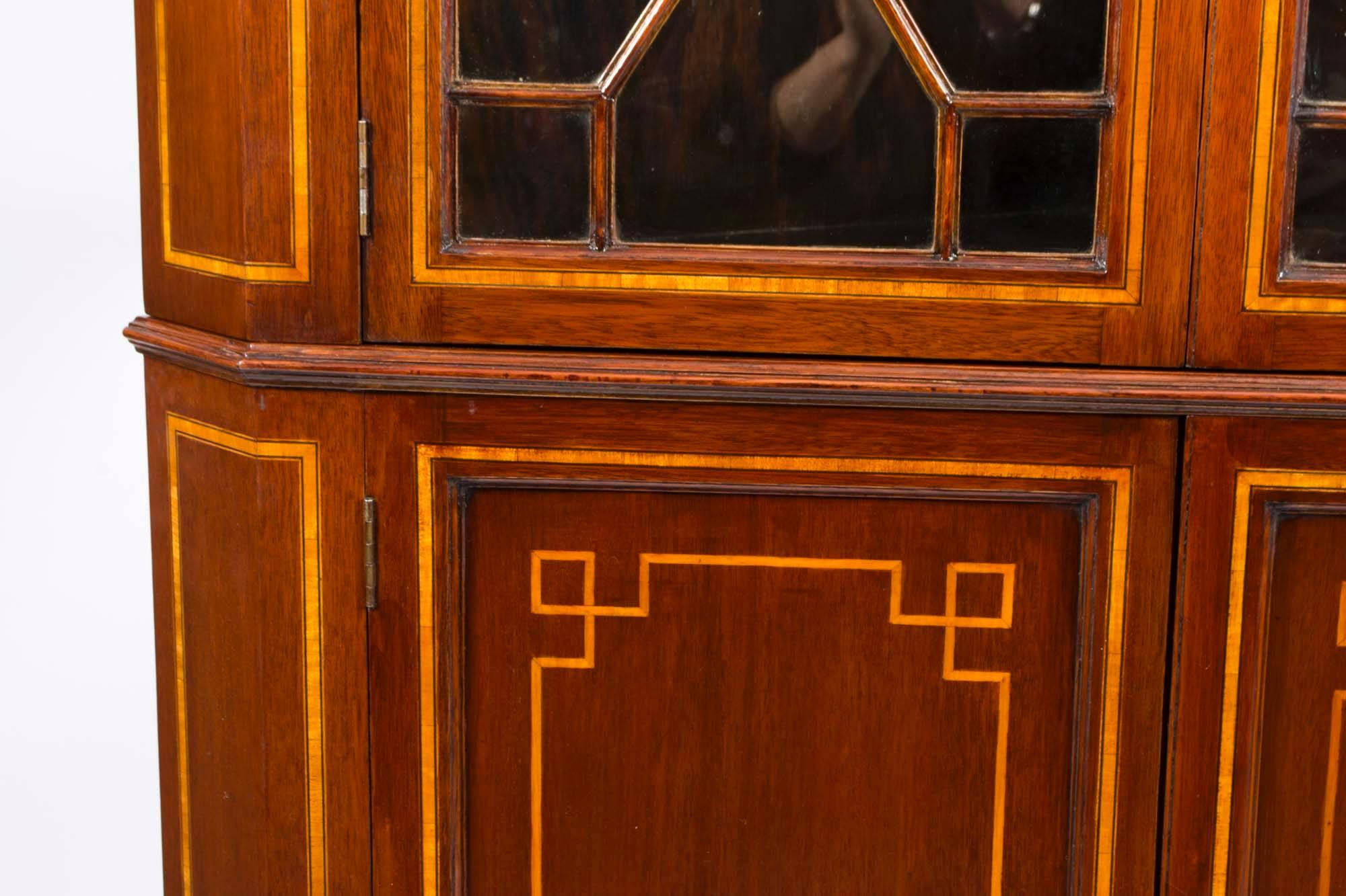 Antique  Victorian Inlaid Two-Door Corner Cabinet 19th C 1