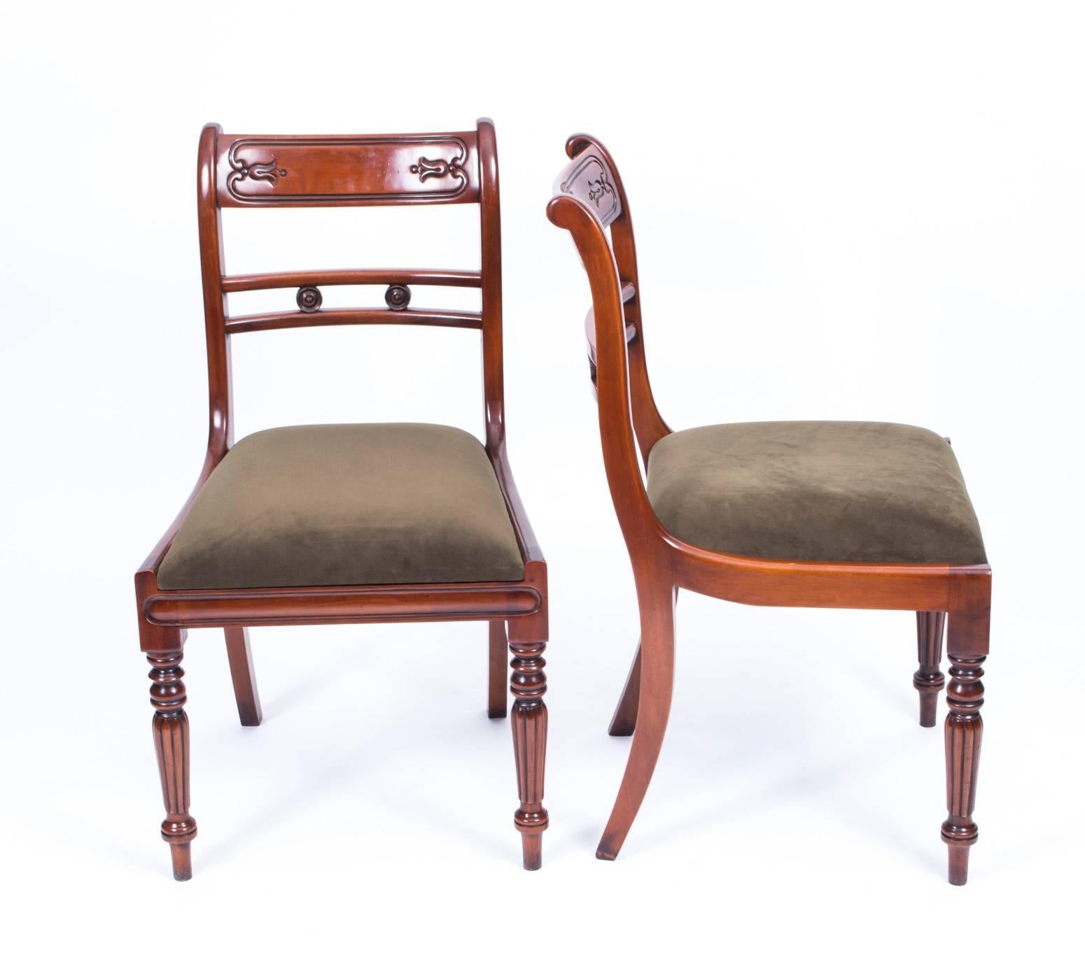 Fabric Grand Set of Ten Regency Style Tulip Back Dining Chairs
