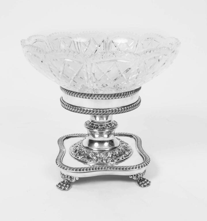 English Silver Plate and Glass Epergne Centrepiece Set For Sale at 1stdibs