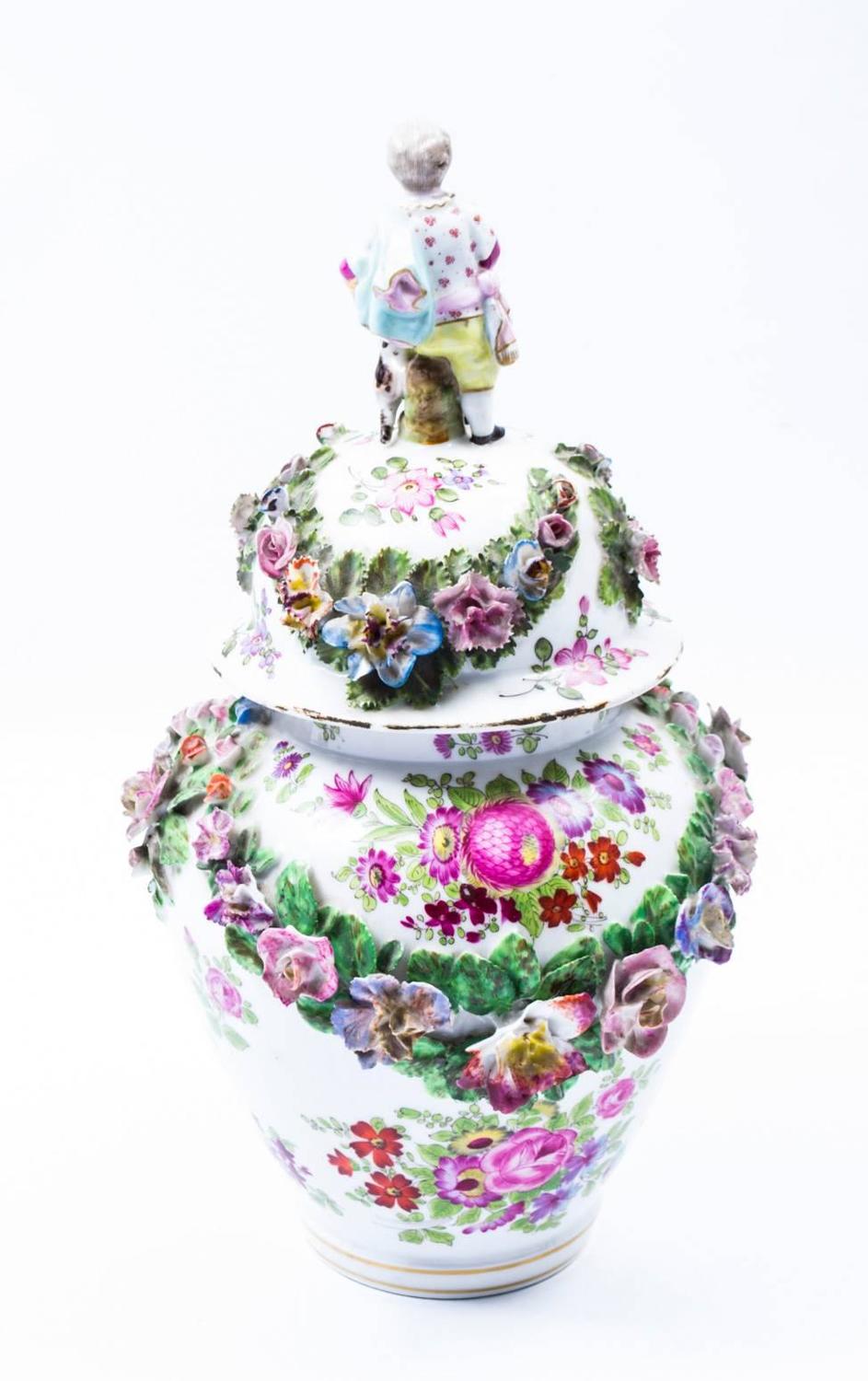 Antique Pair of Meissen Dresden Porcelain Vases, circa 1880 For Sale at