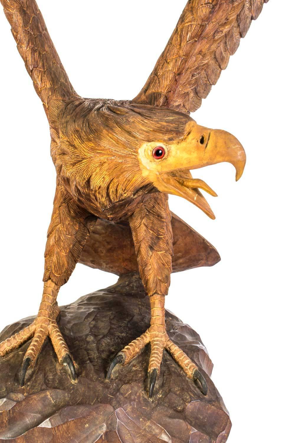 Vintage Carved Wood Eagle Sculpture For Sale at 1stdibs