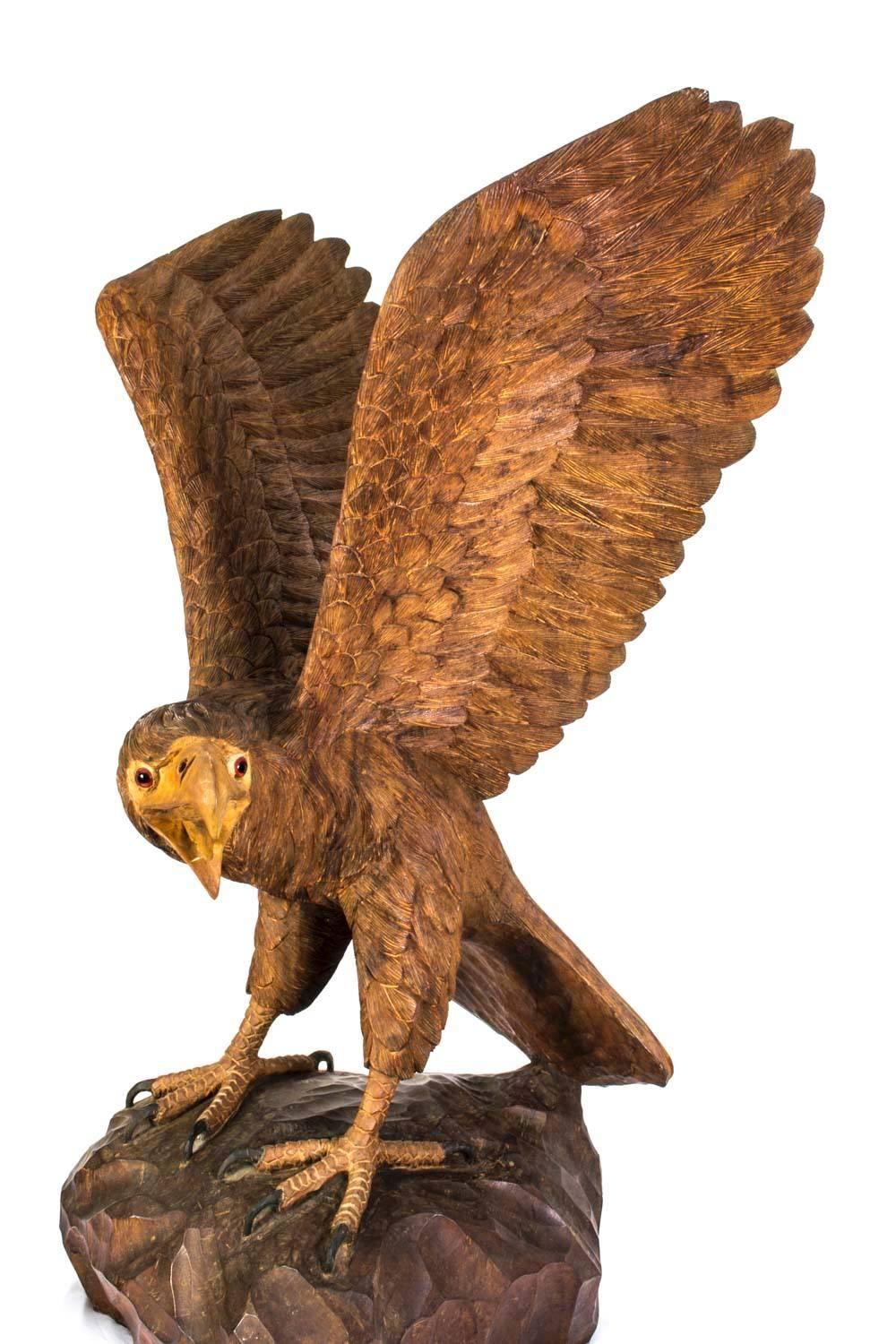 Vintage Carved Wood Eagle Sculpture 1