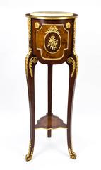 Pair Louis XV Revival Style Cream Marble Pedestals Stands