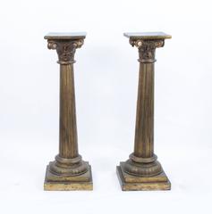 Antique Victorian Pair of Corinthian Column Pedestals 19th C