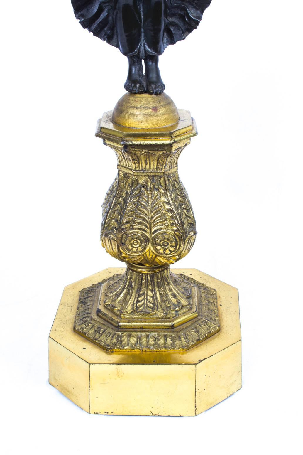 French 19th Century Pair of Empire Ormolu Bronze Candelabra
