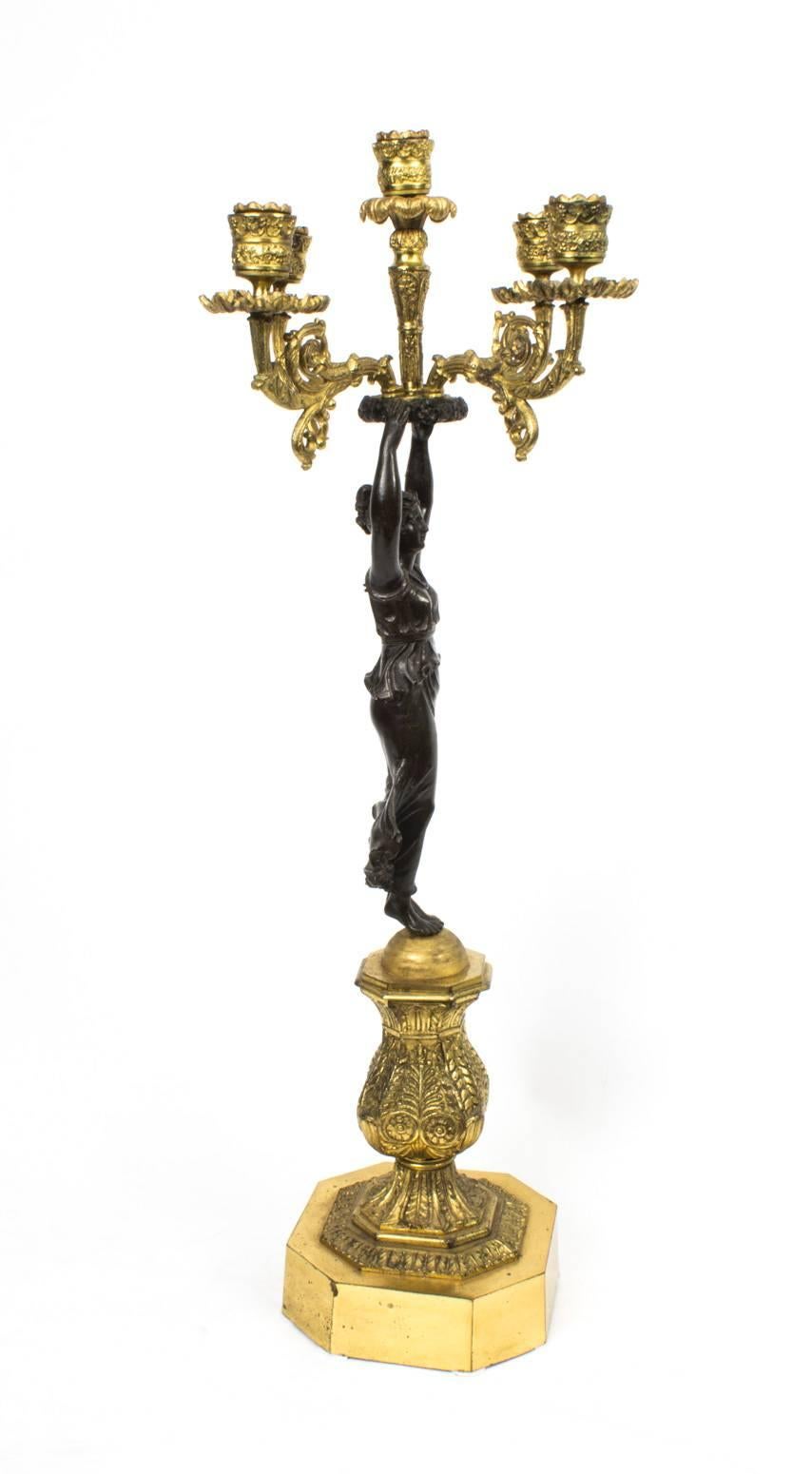 19th Century Pair of Empire Ormolu Bronze Candelabra In Excellent Condition In London, GB