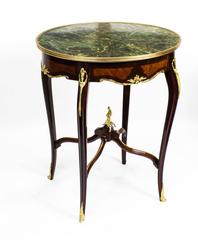 Pair Louis Revival Green Marble Topped Occasional Tables