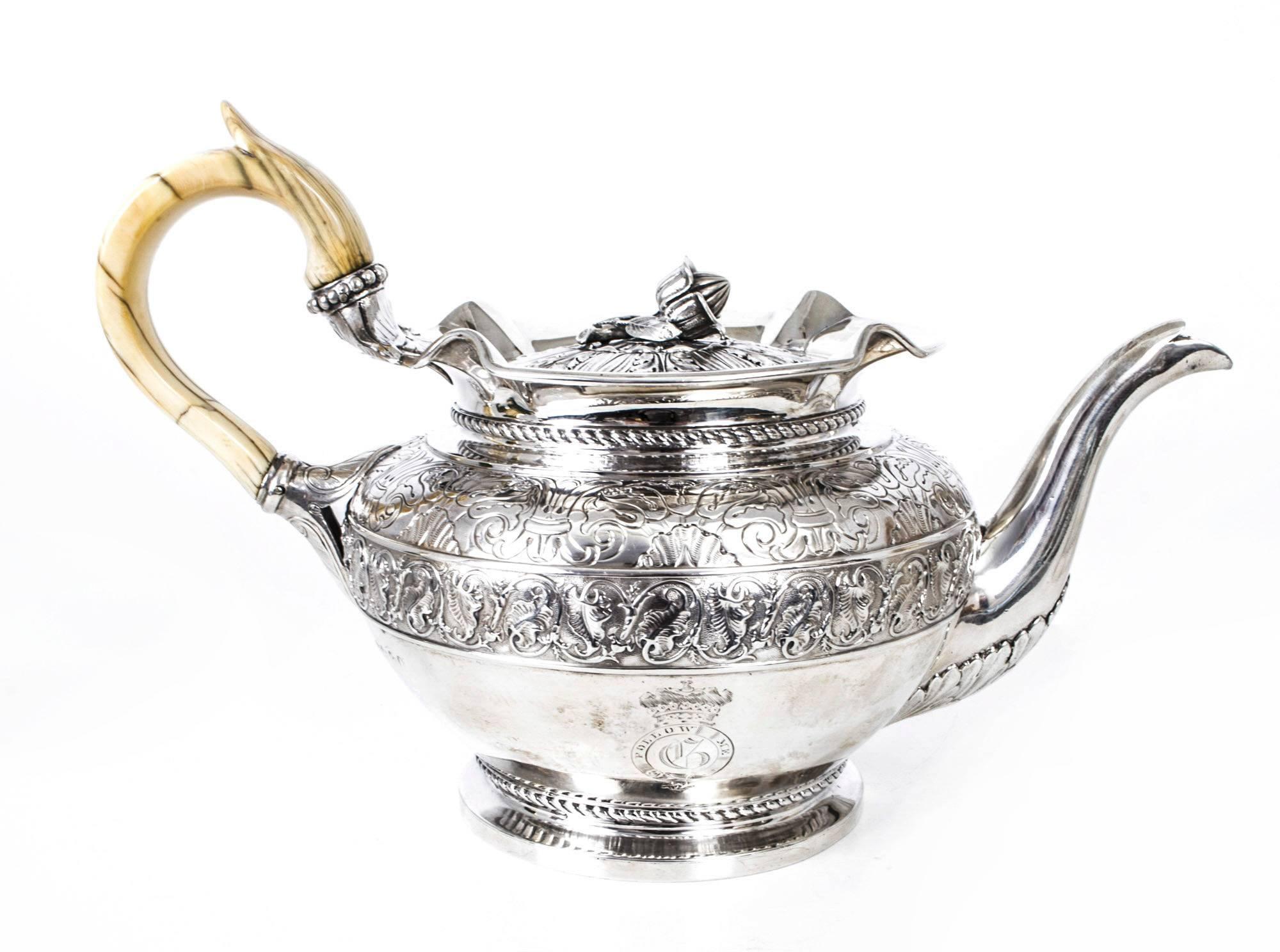Antique Sterling Silver Teapot by John Bridge, 1825 5