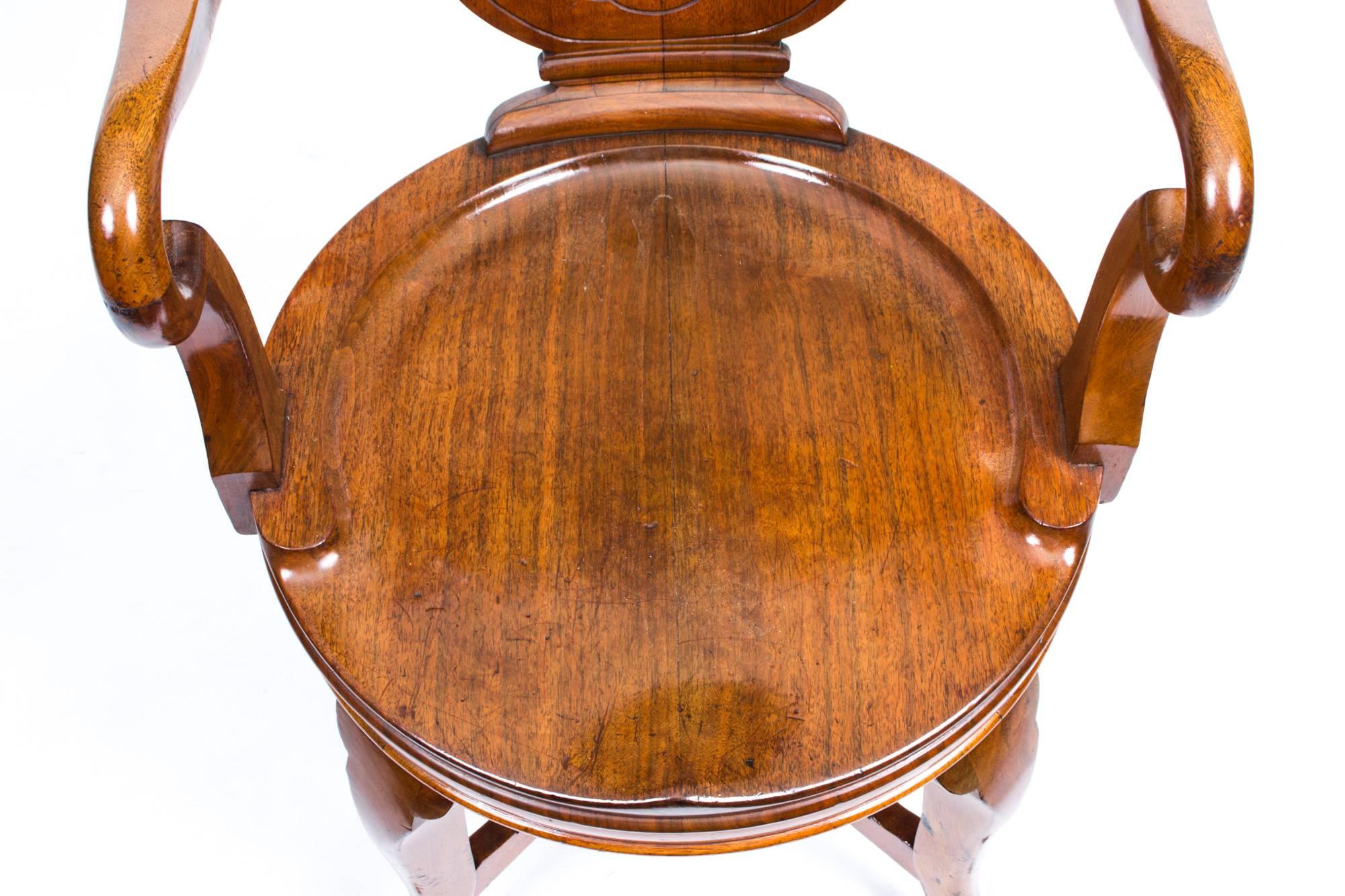 19th Century Edwardian Walnut Revolving Desk Chair In Excellent Condition In London, GB