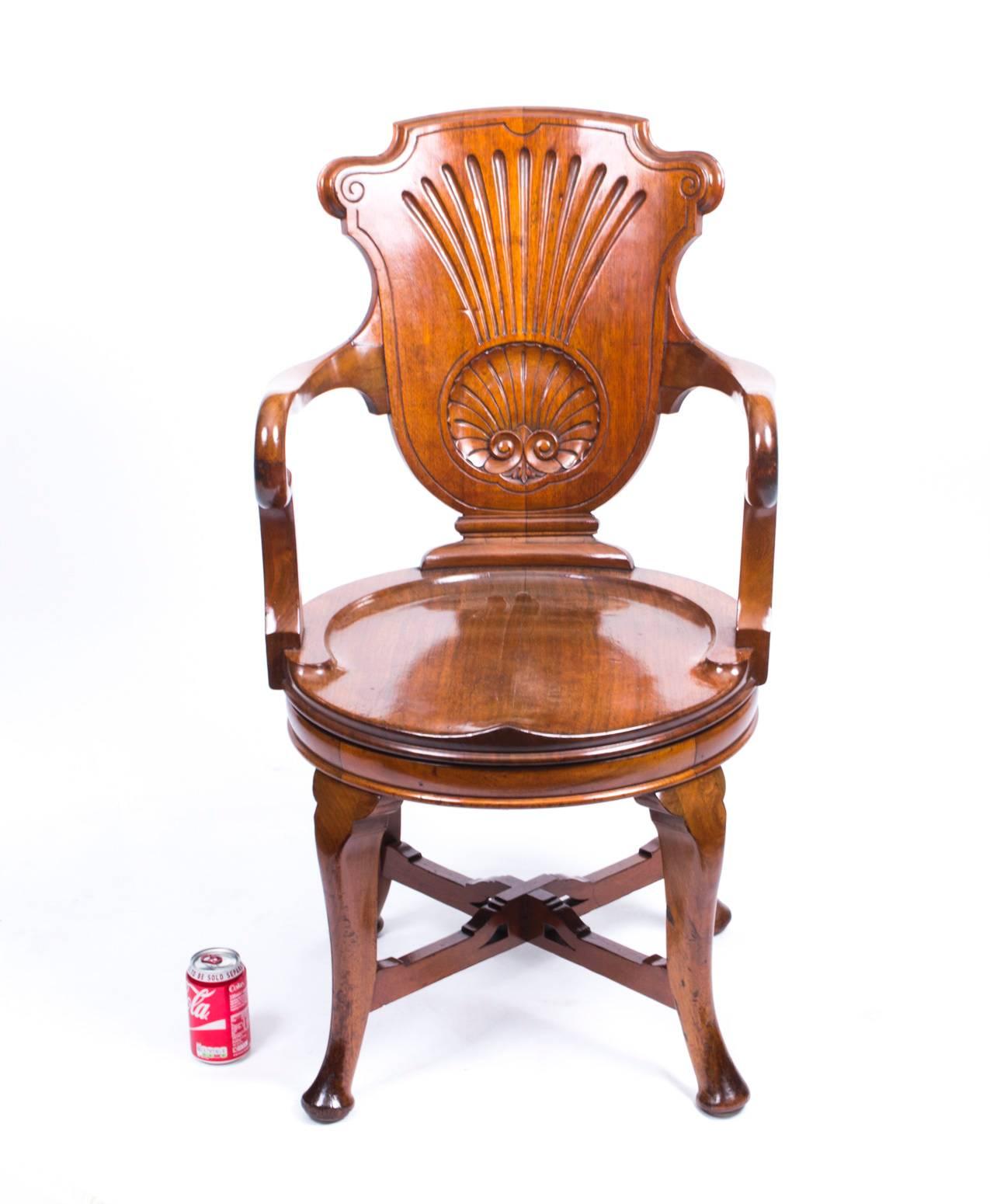 Late 19th Century 19th Century Edwardian Walnut Revolving Desk Chair