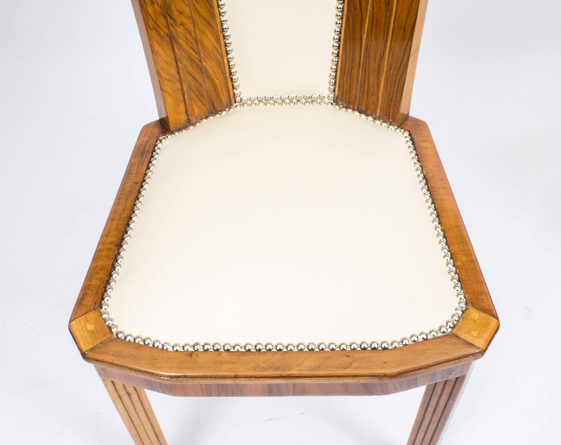 1930s Art Deco Burr Walnut Dining Table Six Chairs 1