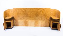 Antique Art Deco Headboard & bedside cabinets C1930