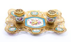 Antique French Ormolu and Sèvres Porcelain Standish Inkstand
