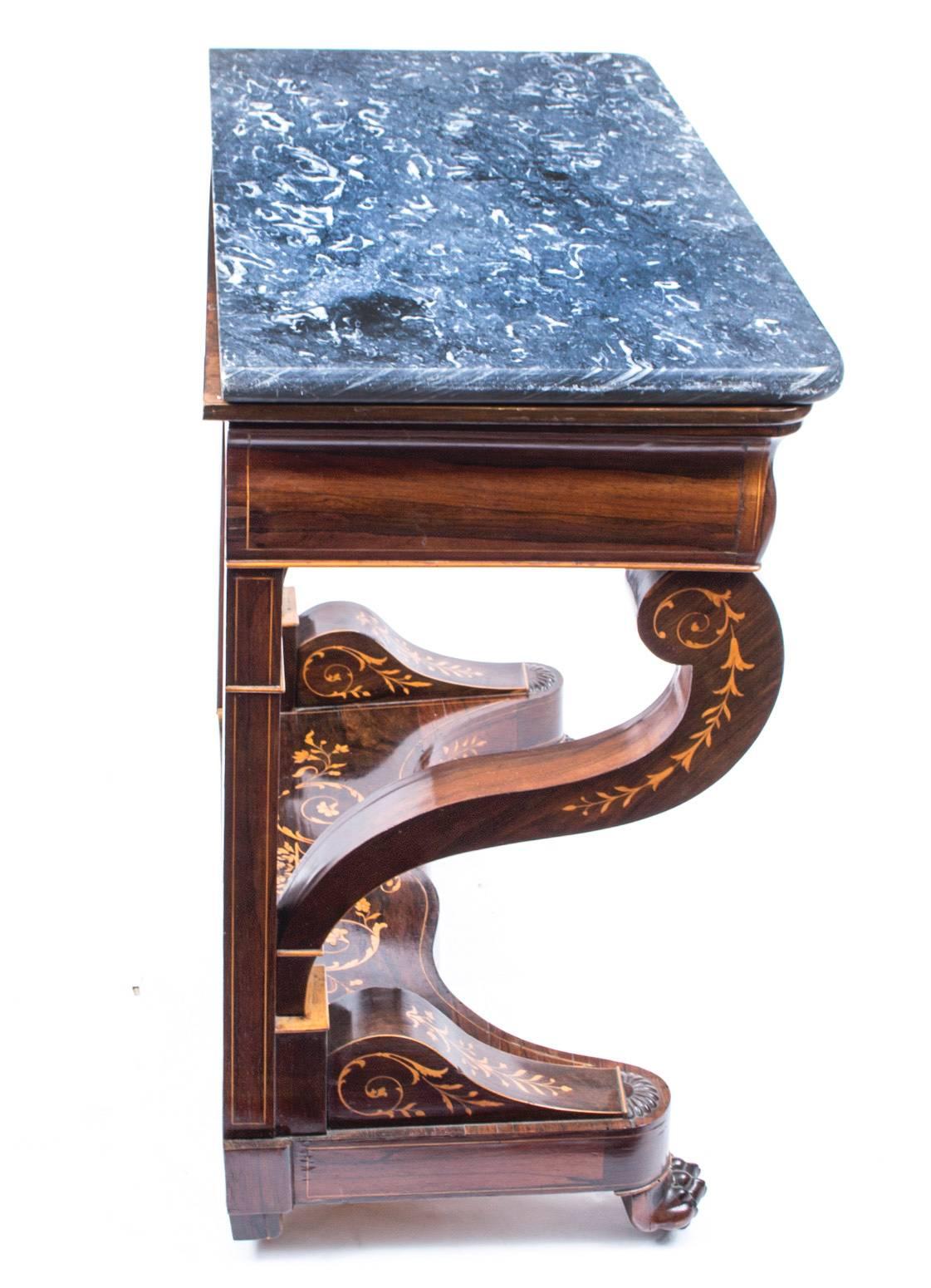  19th Century Charles X Period Rosewood Inlaid Console Table In Excellent Condition In London, GB
