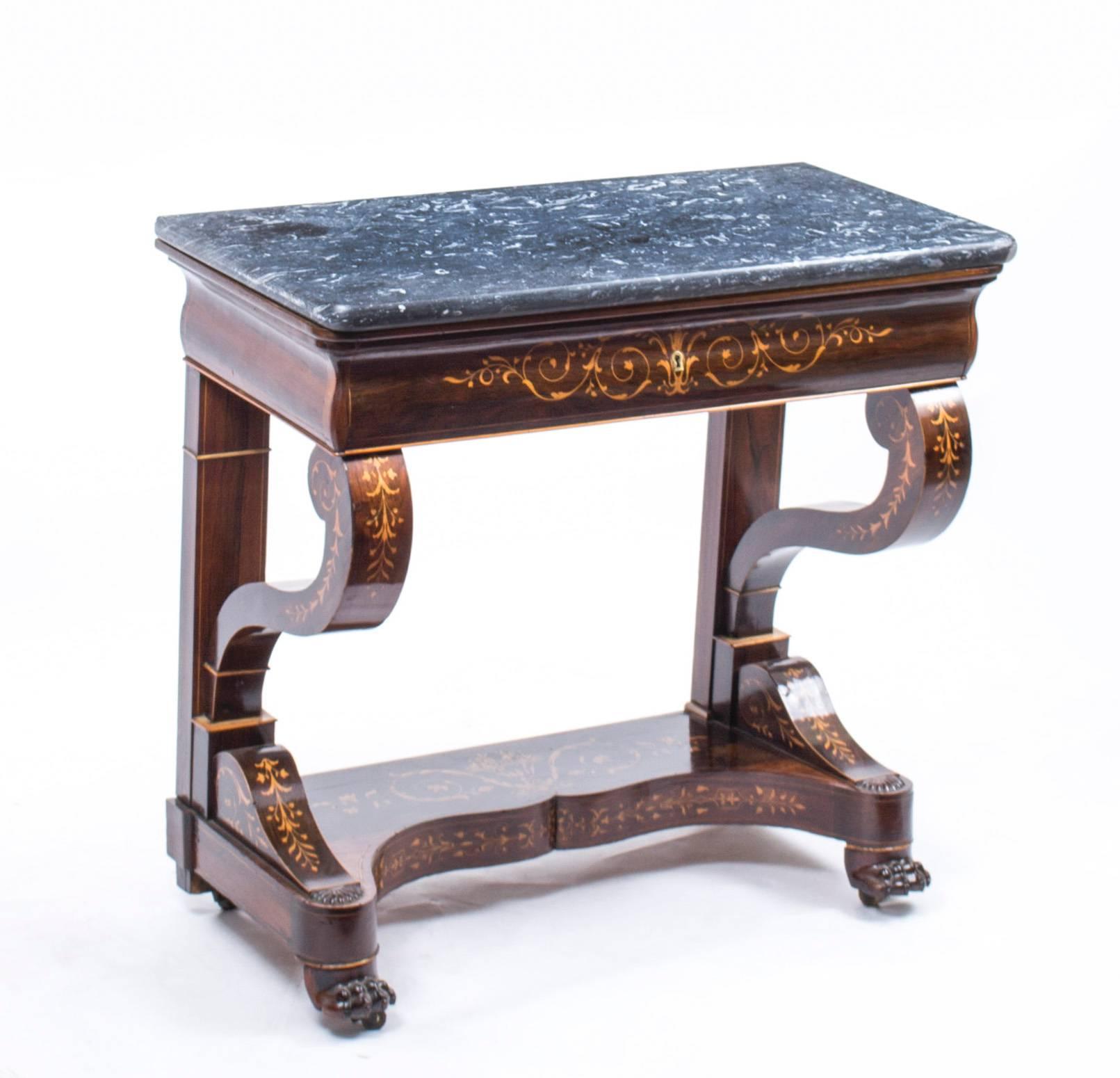  19th Century Charles X Period Rosewood Inlaid Console Table 3