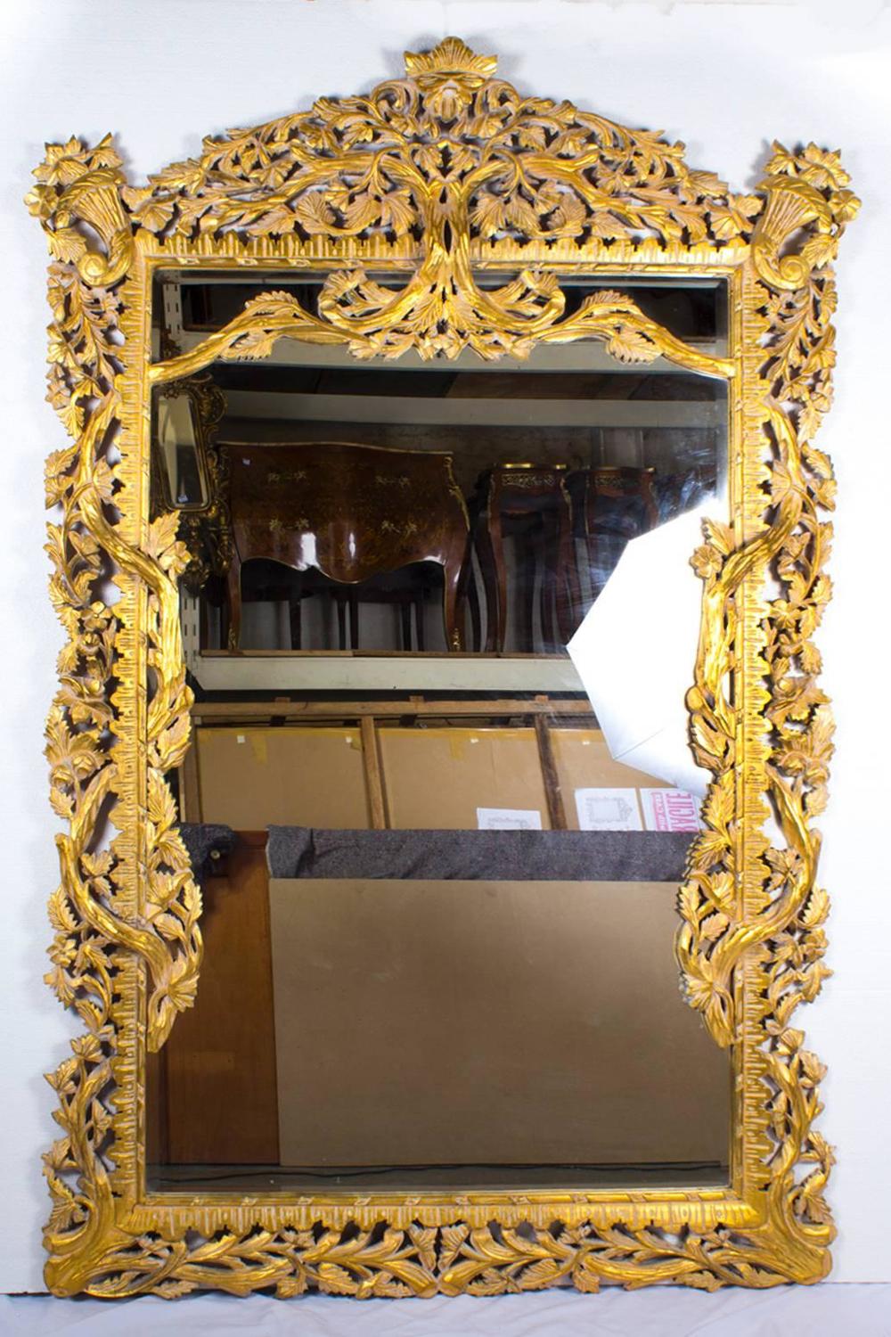 Vintage Huge 8FT Decorative Rectangular Giltwood Mirror ...