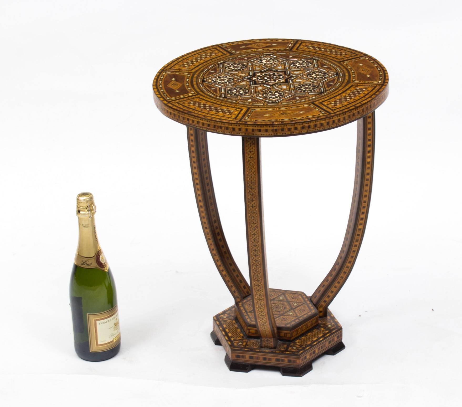 Antique Syrian Mother-of-Pearl Inlaid Occasional Table, circa 1920 4