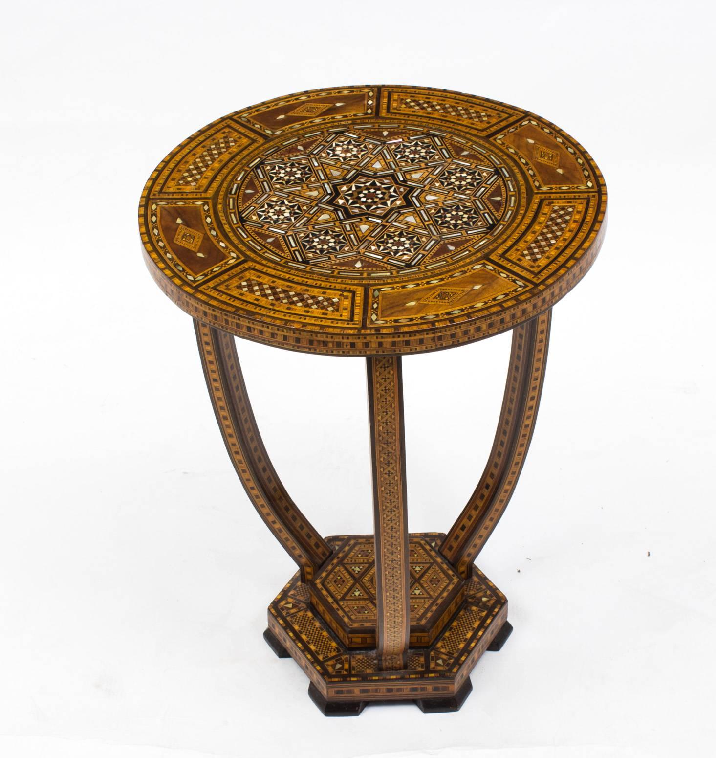 Antique Syrian Mother-of-Pearl Inlaid Occasional Table, circa 1920 5