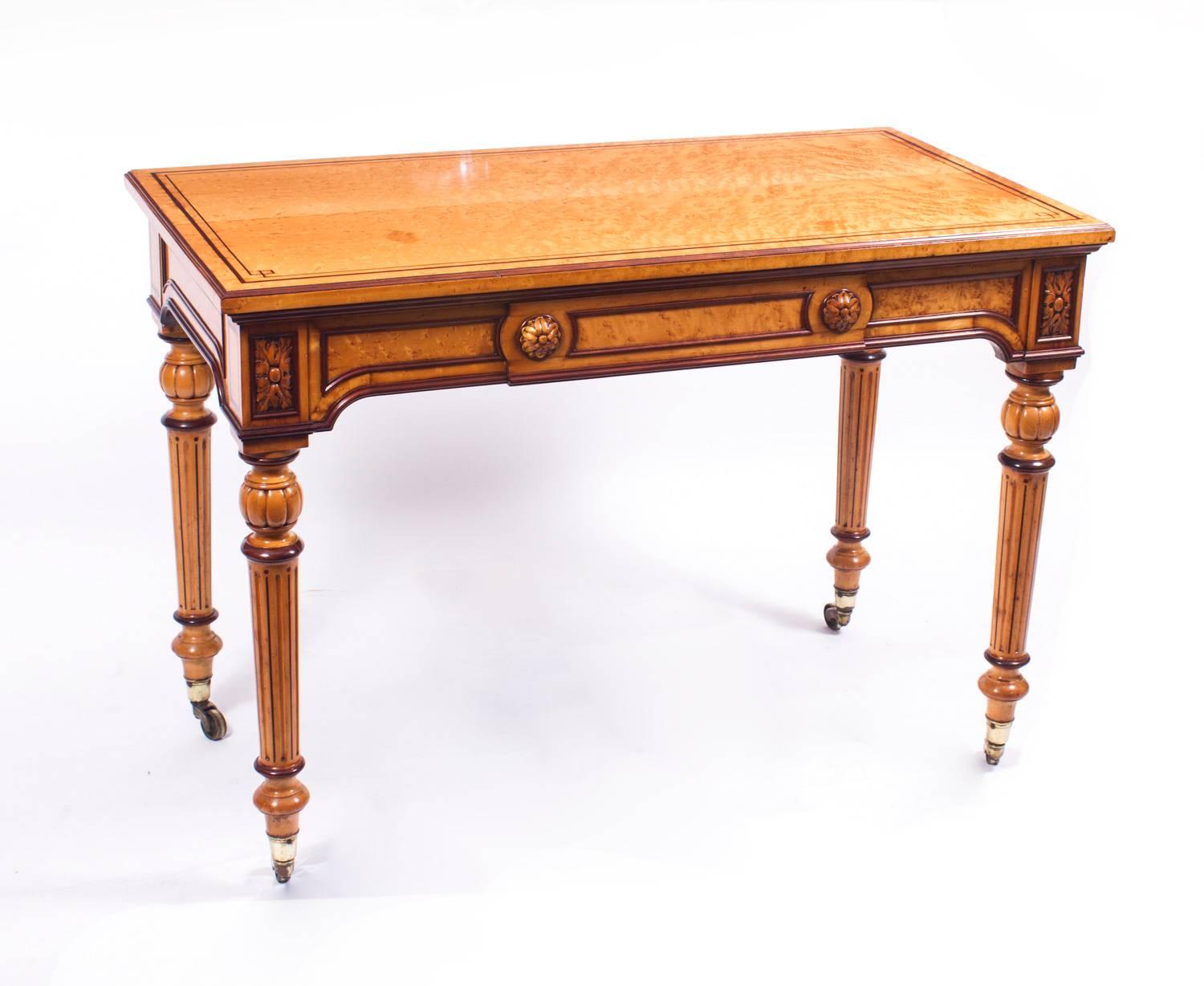 19th Century Gillows Style Birdseye Maple Writing Table Desk 3