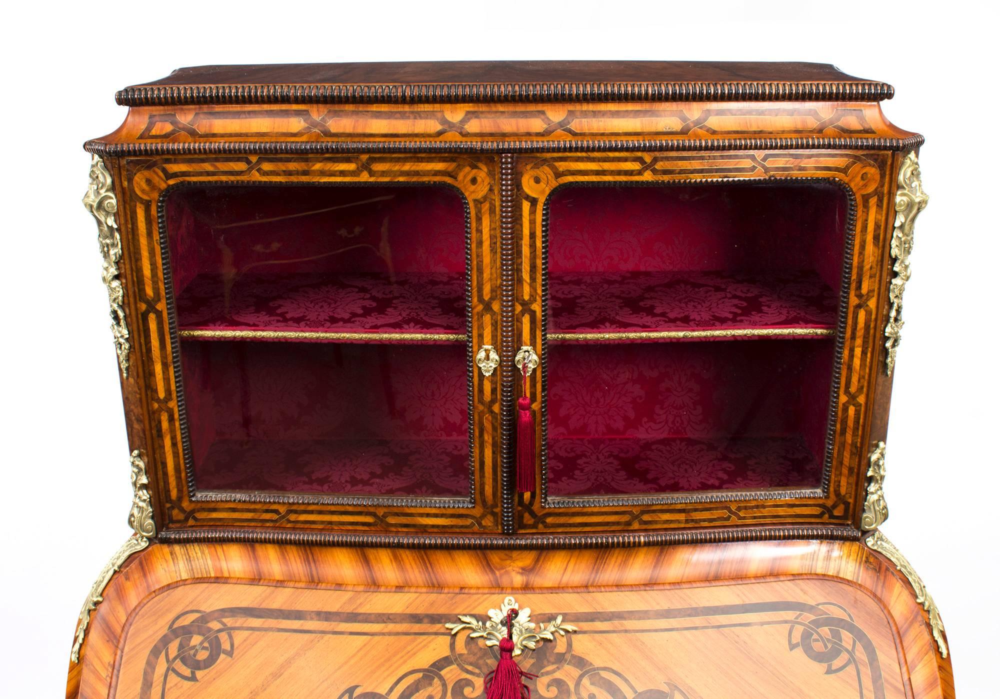 Antique French Marquetry Bonheur du Jour Siglo XIX Francés en venta