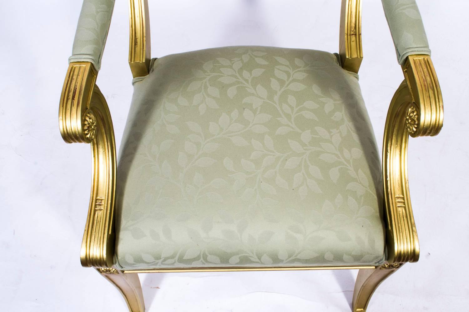 English Early 20th Century Regency Style Giltwood Armchair For Sale
