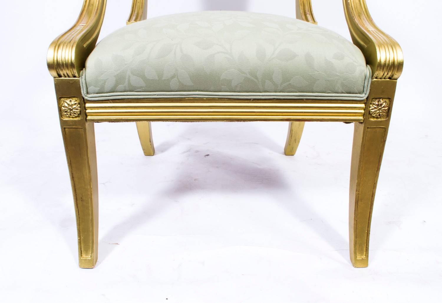 Upholstery Early 20th Century Regency Style Giltwood Armchair For Sale