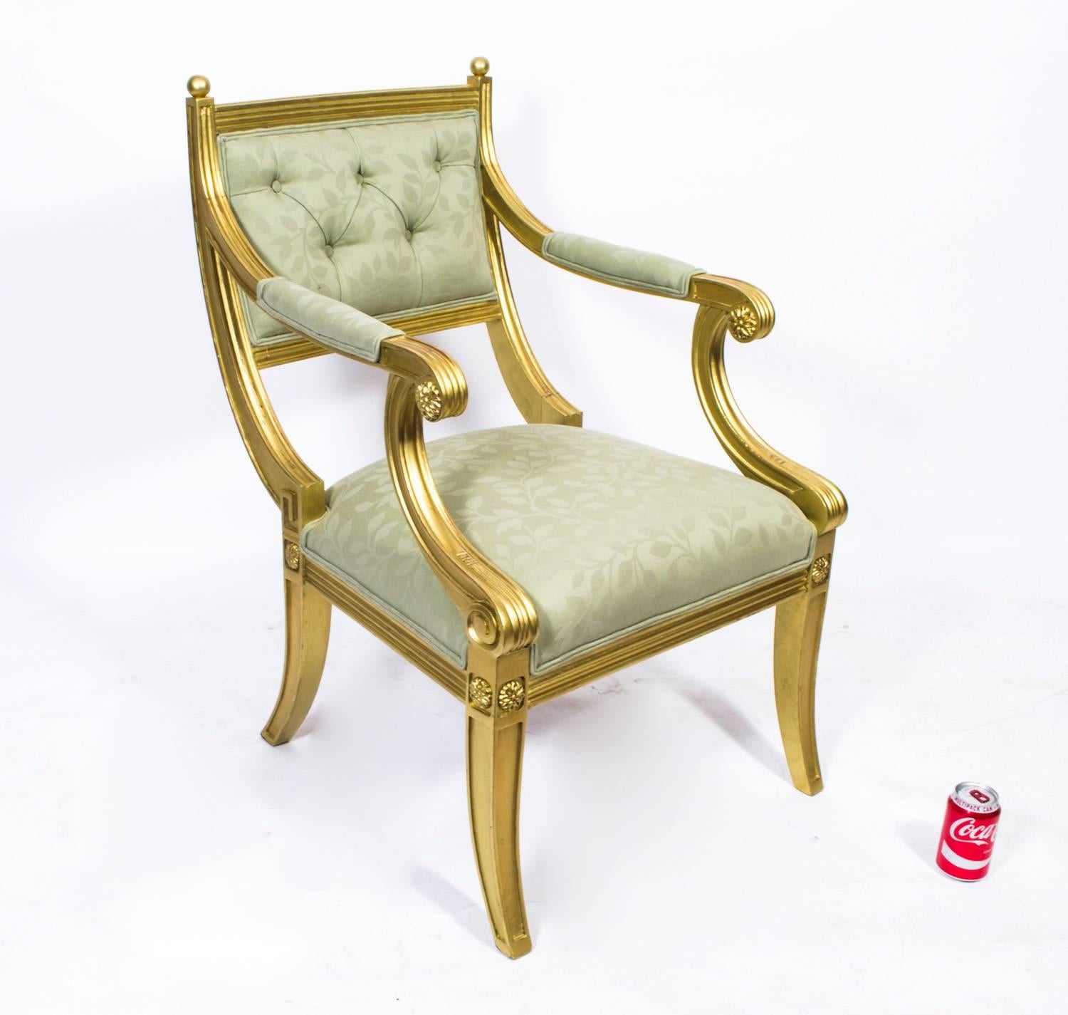 Early 20th Century Regency Style Giltwood Armchair For Sale 1
