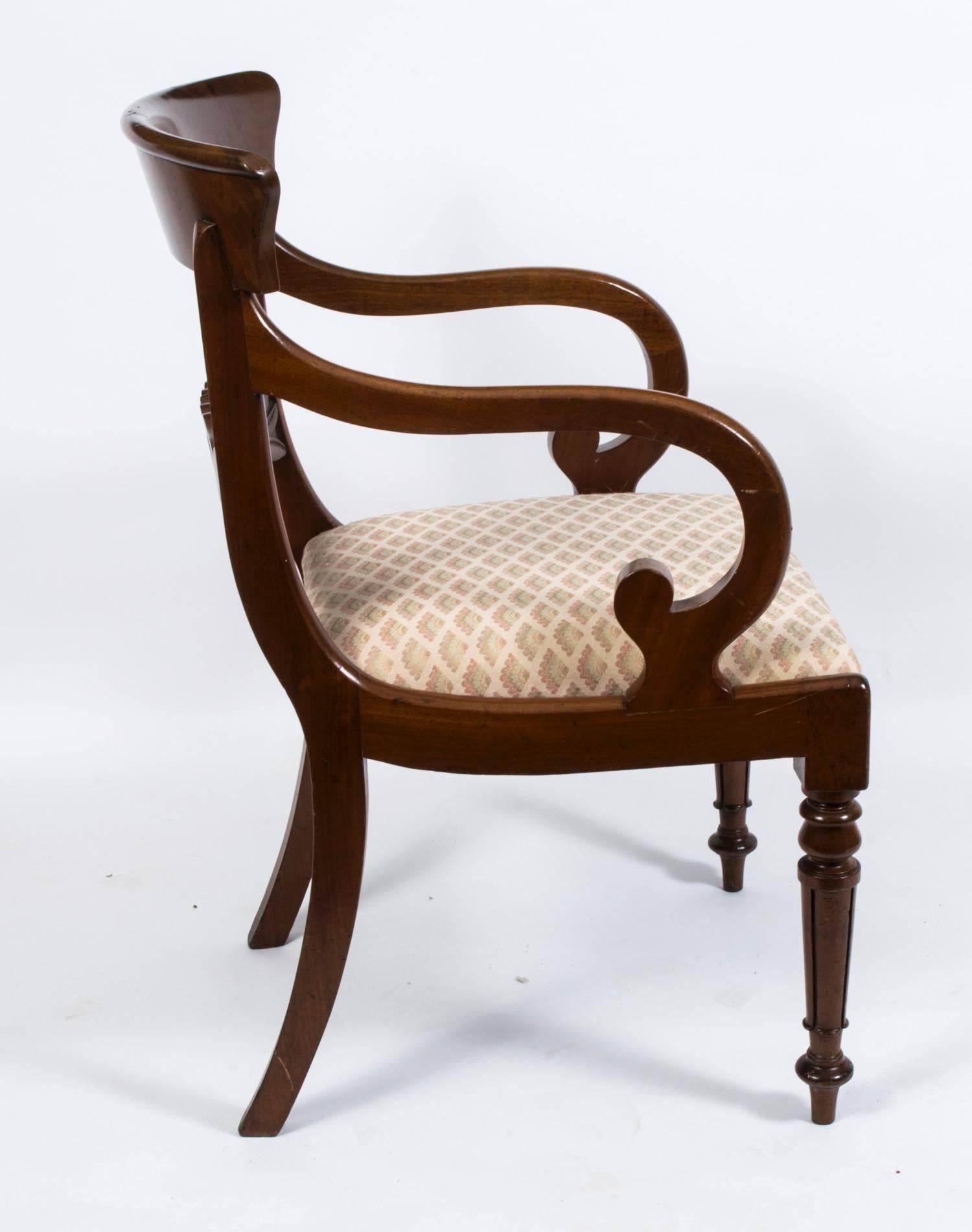 19th Century English Regency Swan Carved Armchair 1