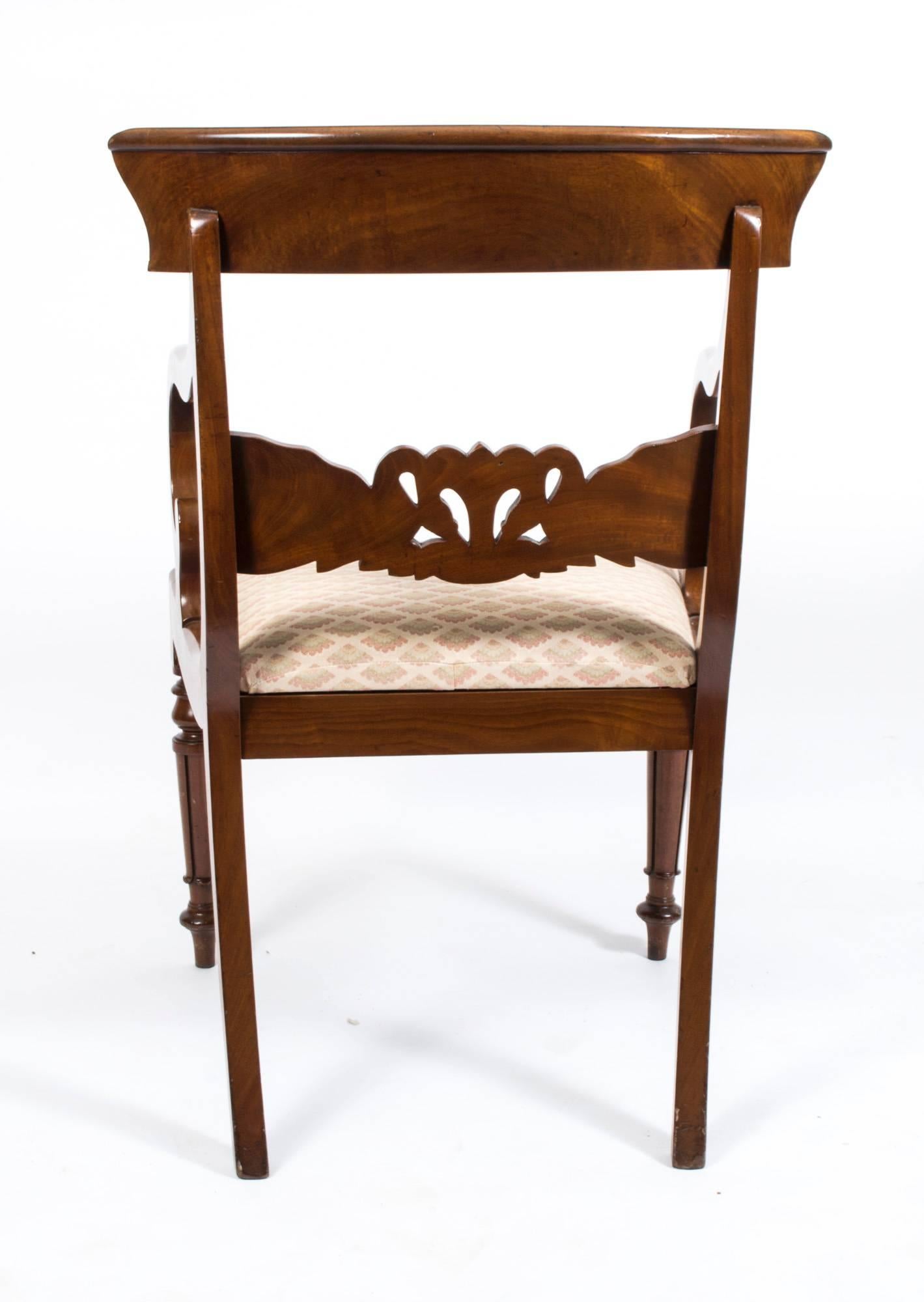 19th Century English Regency Swan Carved Armchair 2