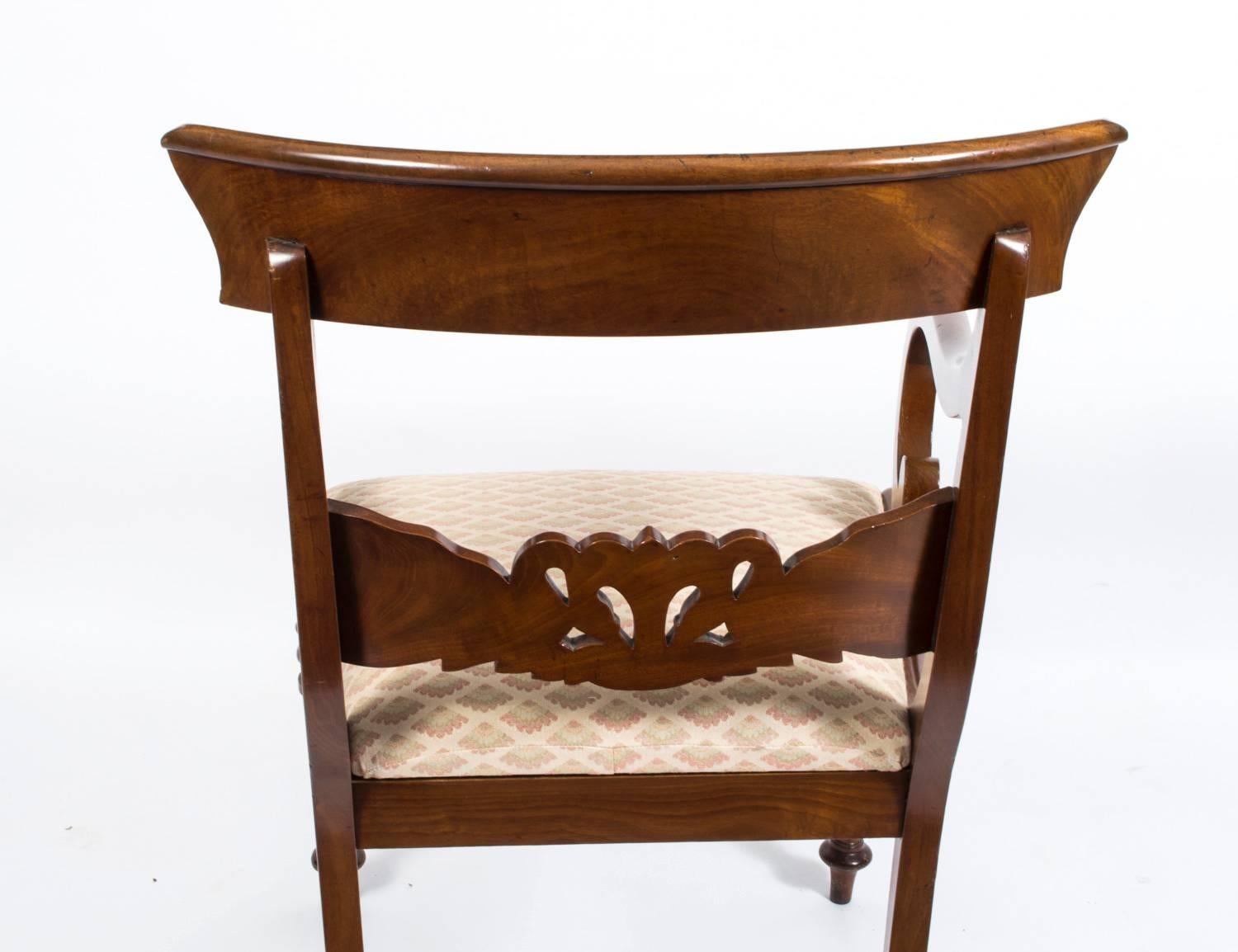19th Century English Regency Swan Carved Armchair 3