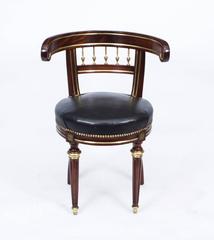 Antique French Empire Brass Inlaid Desk Music Chair, circa 1880