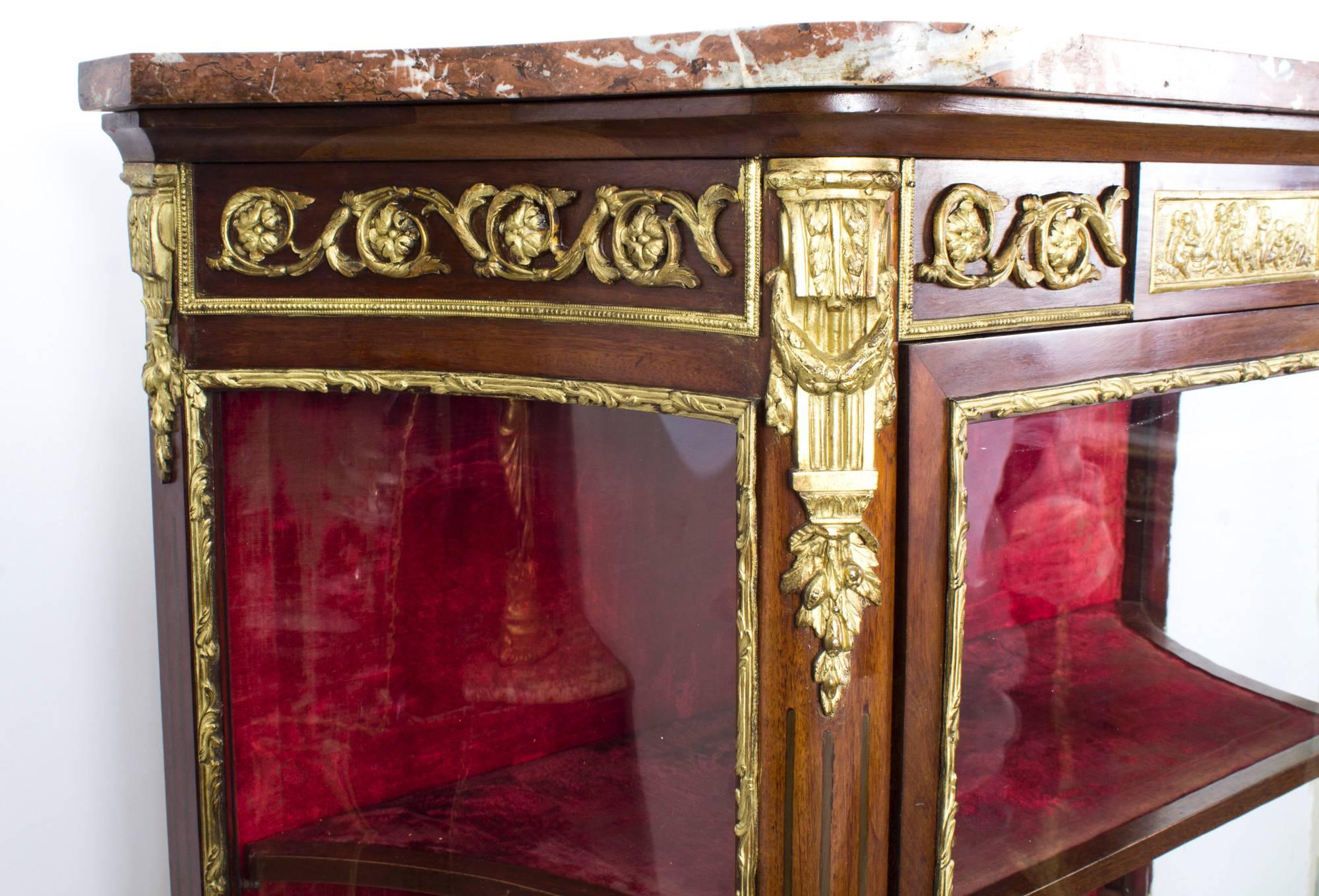 Louis XV 19th Century French Louis Revival Parquetry Display Cabinet For Sale