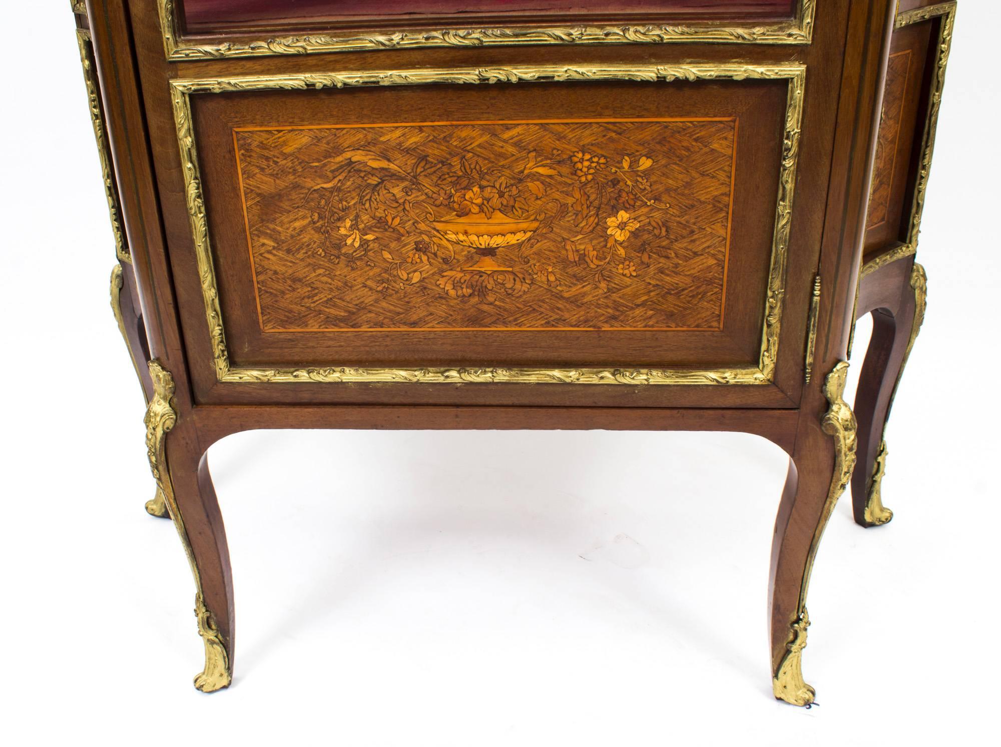 Late 19th Century 19th Century French Louis Revival Parquetry Display Cabinet For Sale