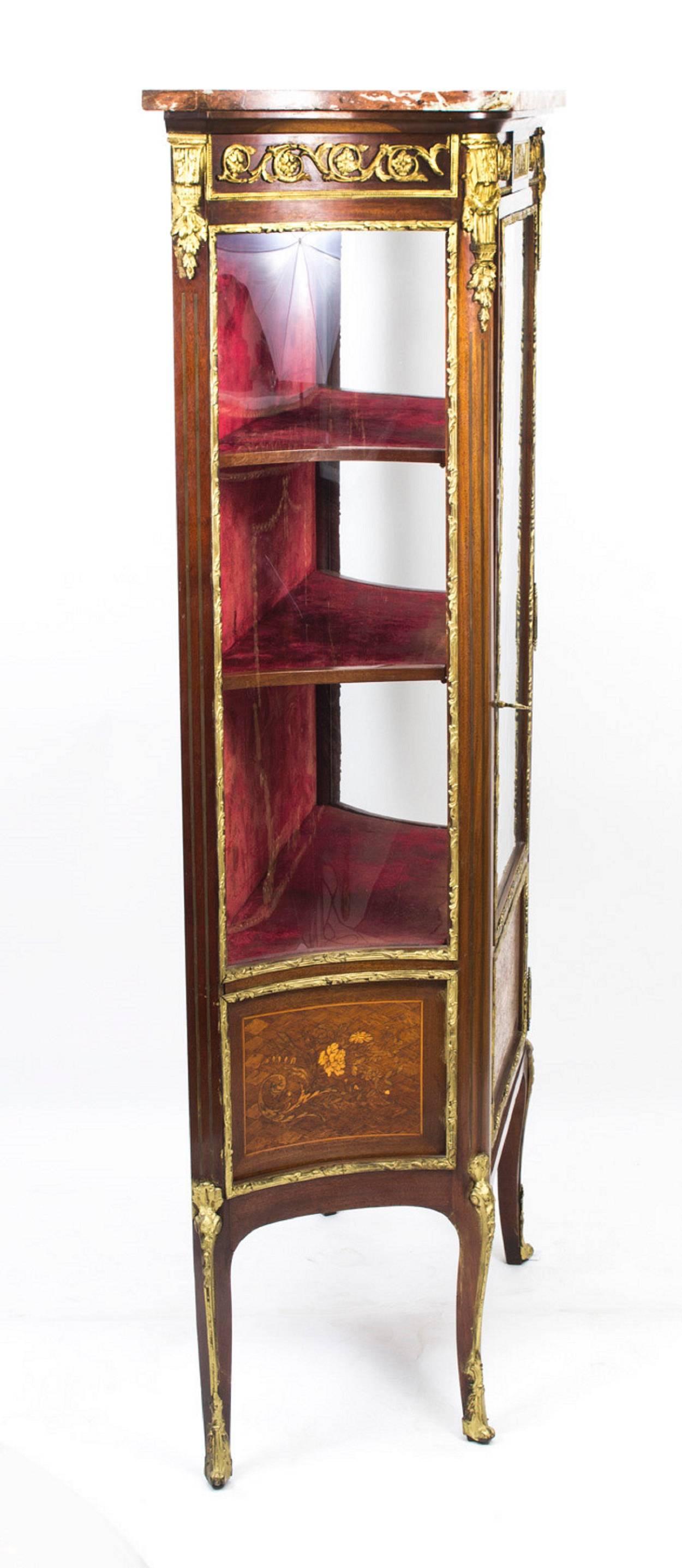 19th Century French Louis Revival Parquetry Display Cabinet For Sale 2