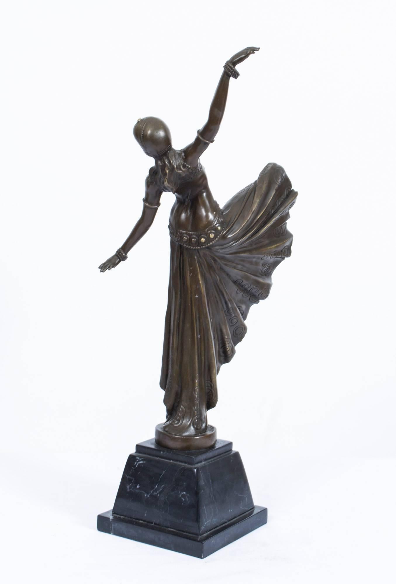 English Art Deco Style Bronze Dancing Lady after Chiparus