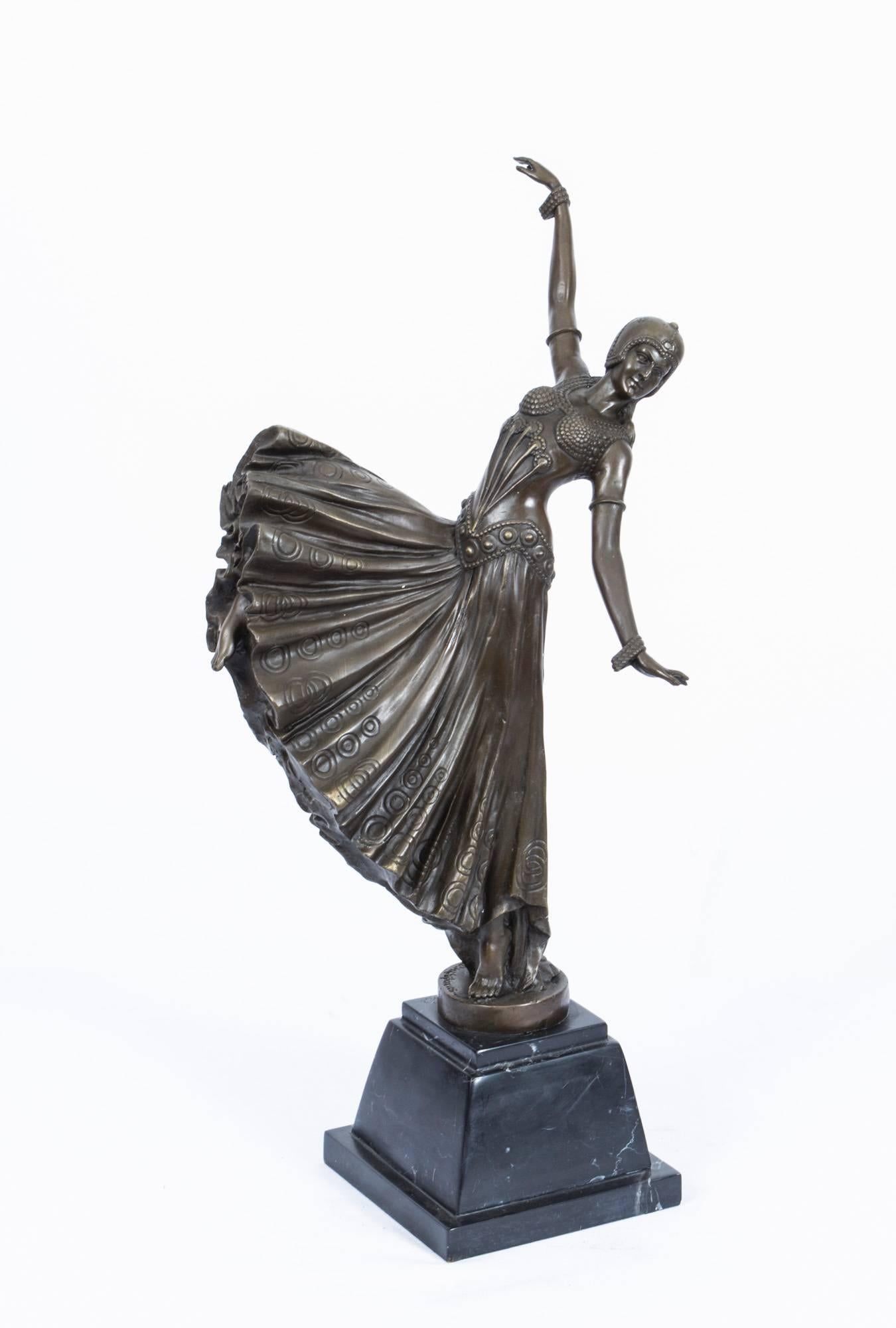 Art Deco Style Bronze Dancing Lady after Chiparus 1