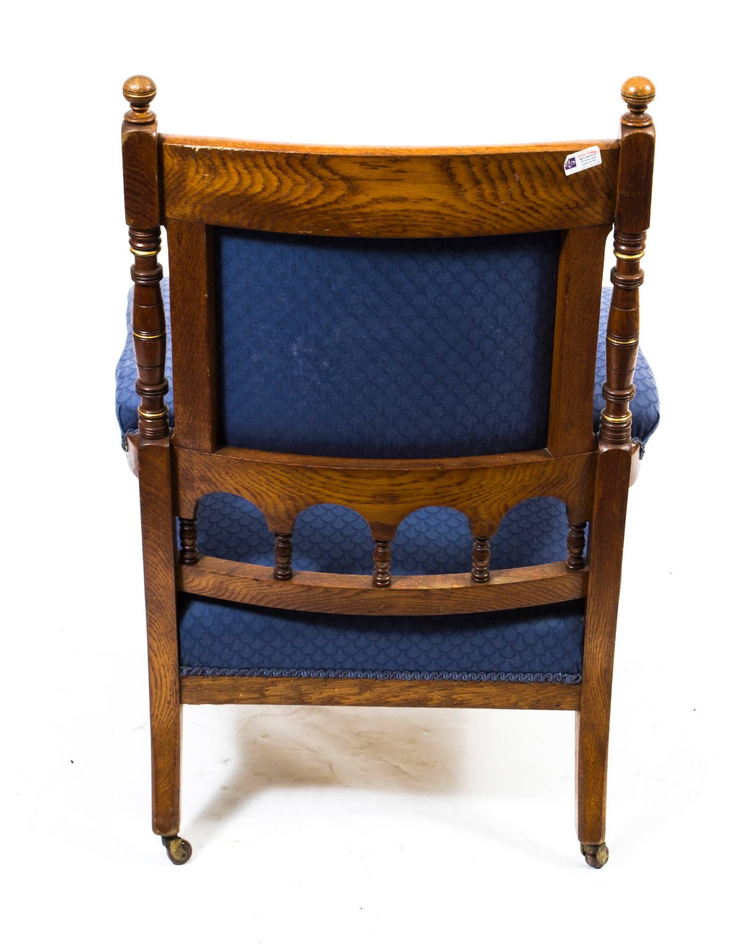 19th Century Gillows Oak Armchair by Bruce Talbert 2