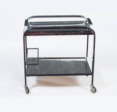 Antique French Chrome Drinks Serving Trolley, circa 1930