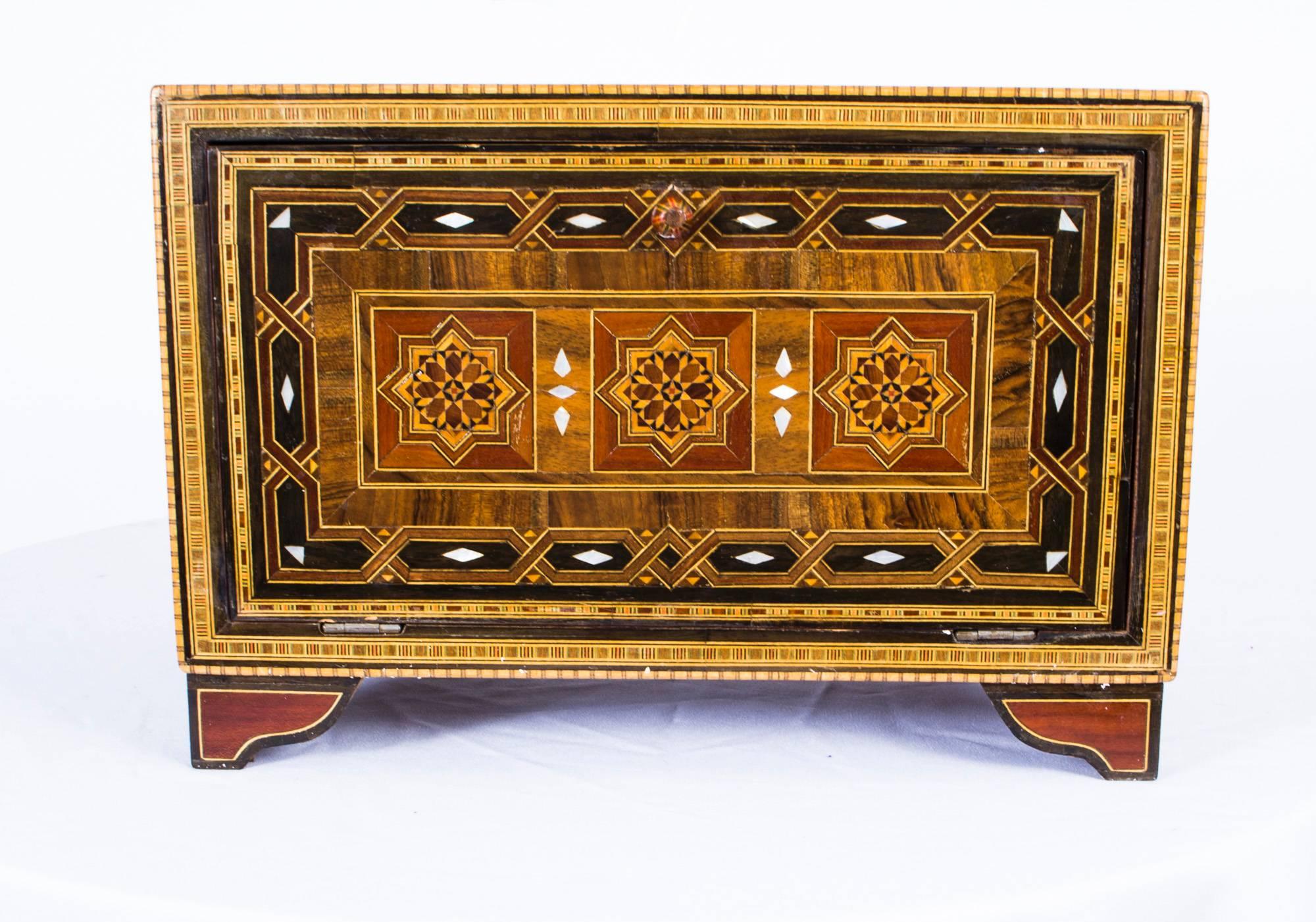 Antique Inlaid Damascus Islamic Table Cabinet 1