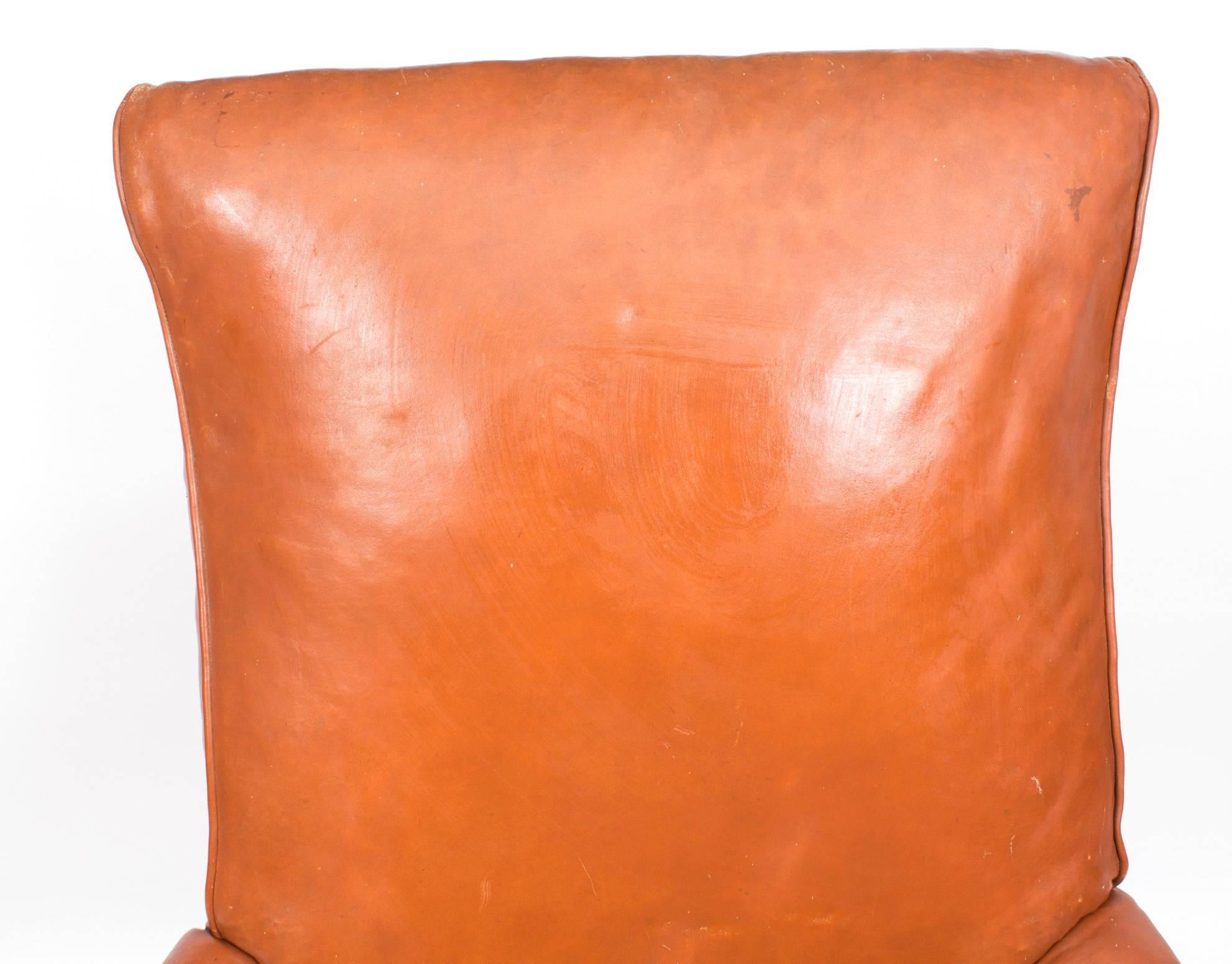 British 19th Century William IV Brown Leather Armchair
