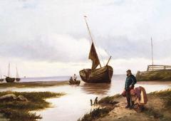 Antique Oil Painting Scotish Seascape John Henry Boel, 1902