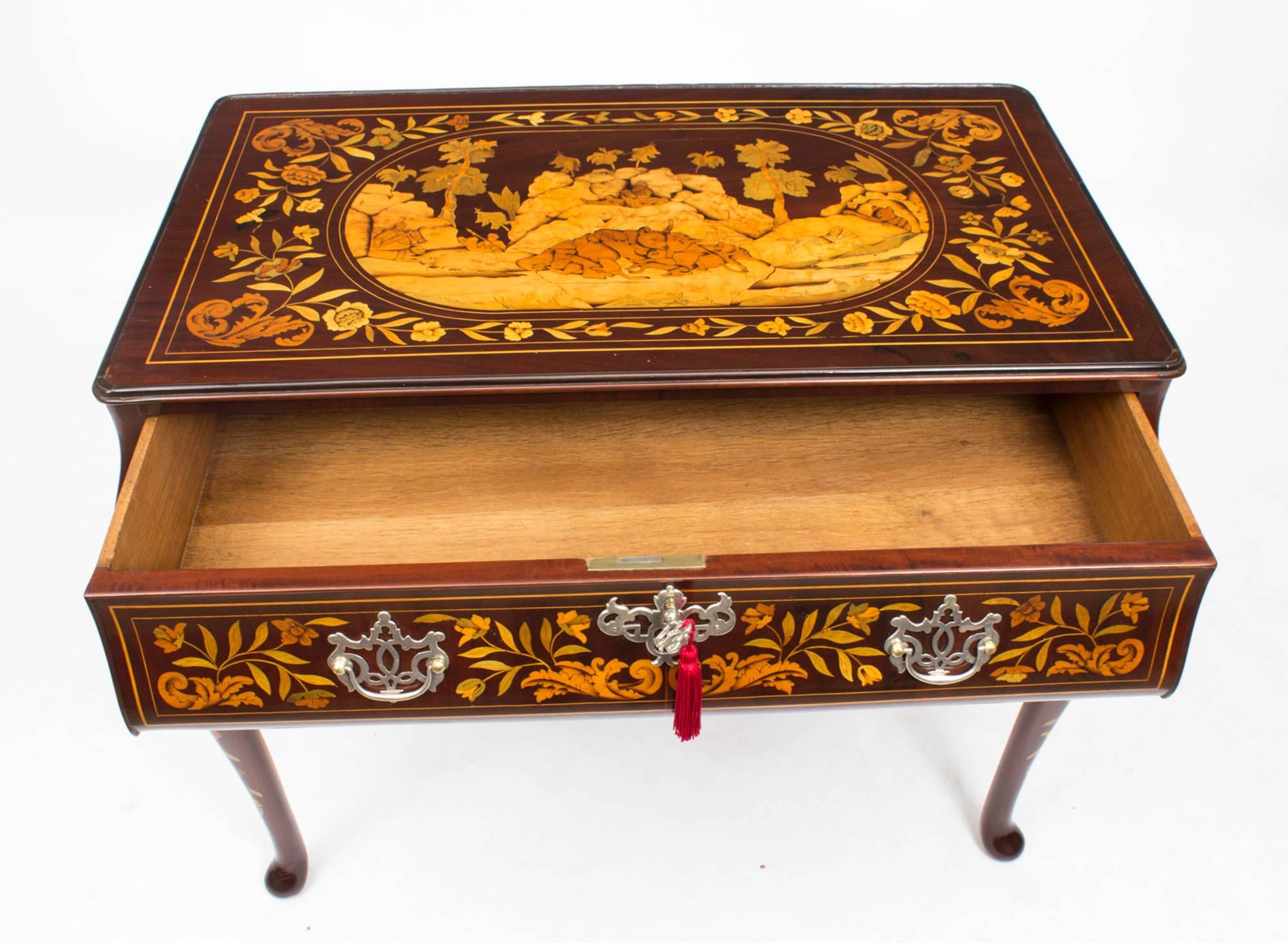 18th Century Dutch Mahogany Floral Marquetry Side Table In Excellent Condition In London, GB